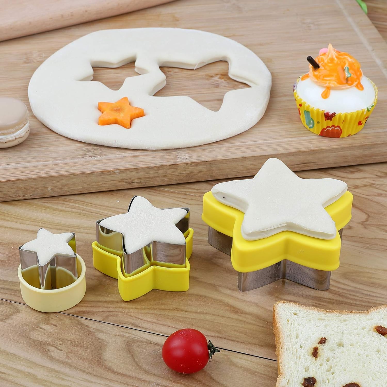 Stainless Steel Star Cookie Cutters, Mini to Large Sizes, Five-pointed Star & Vegetable Shapes Set for Kids - Image 5
