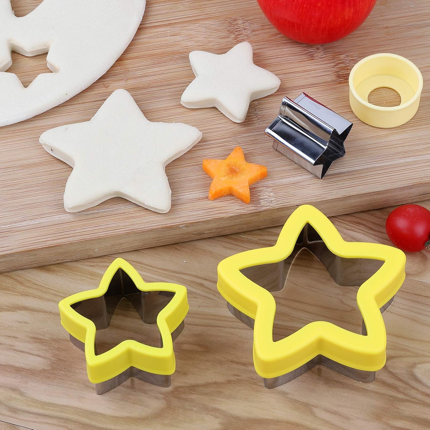 Stainless Steel Star Cookie Cutters, Mini to Large Sizes, Five-pointed Star & Vegetable Shapes Set for Kids - Image 6