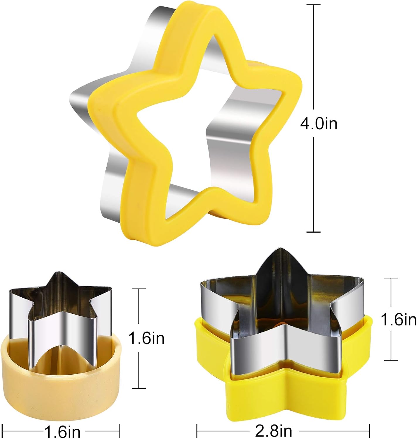 Stainless Steel Star Cookie Cutters, Mini to Large Sizes, Five-pointed Star & Vegetable Shapes Set for Kids - Image 7