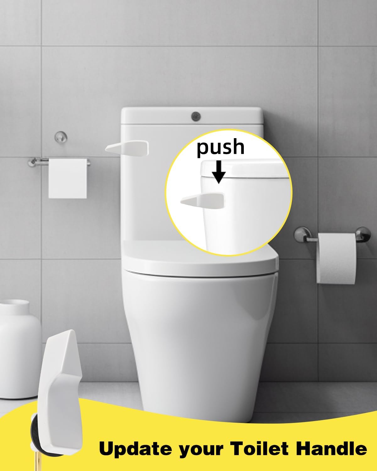 Toilet Handle Replacement, Front Mount Tank Flush Lever Handle Compatible with American Standard, Toilet Trip Lever with Stainless Steel Flapper Chains, White - Image 8