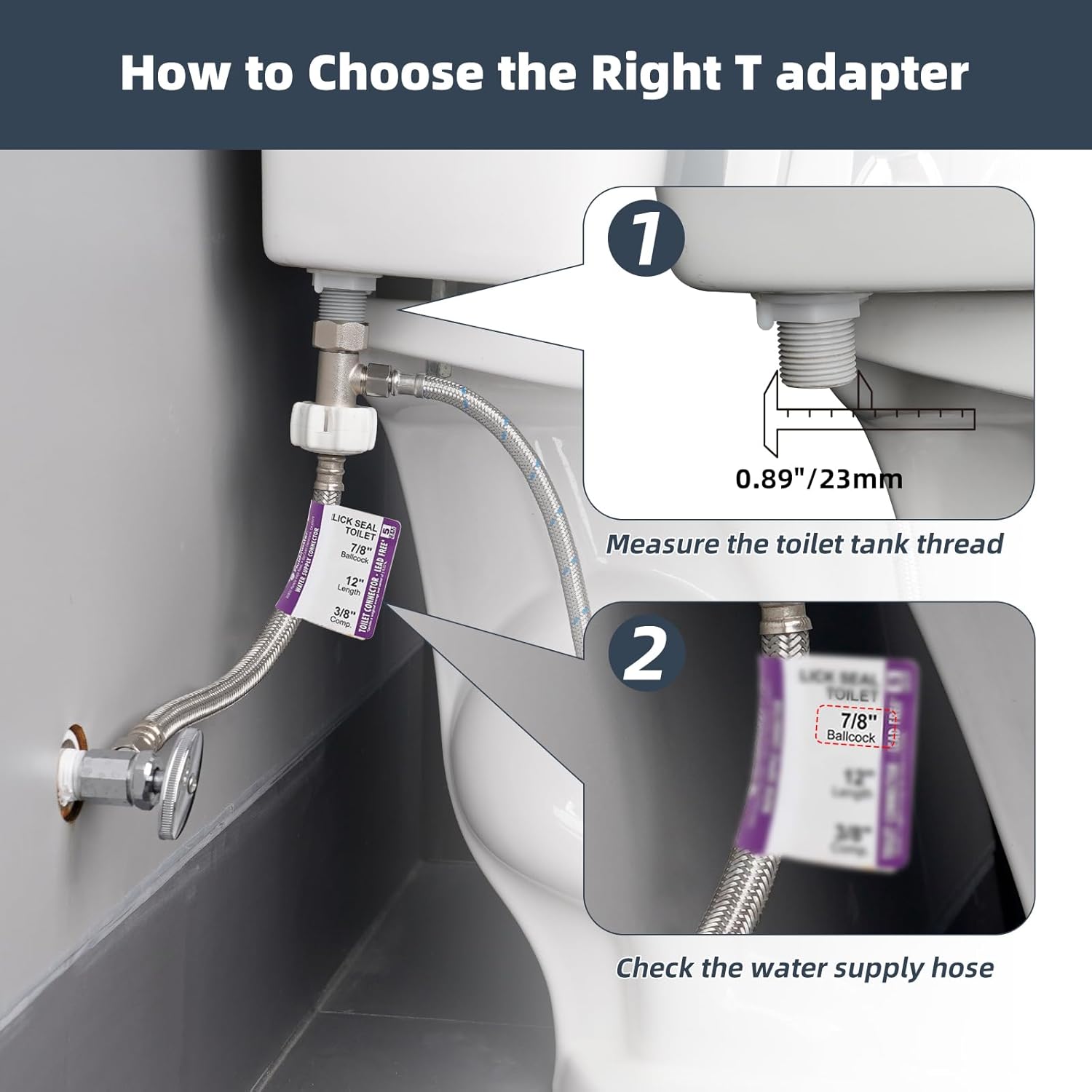 Bidet T Adapter, Metal T Valve for Bidet(7/8” x 7/8” x 3/8”) or (15/16