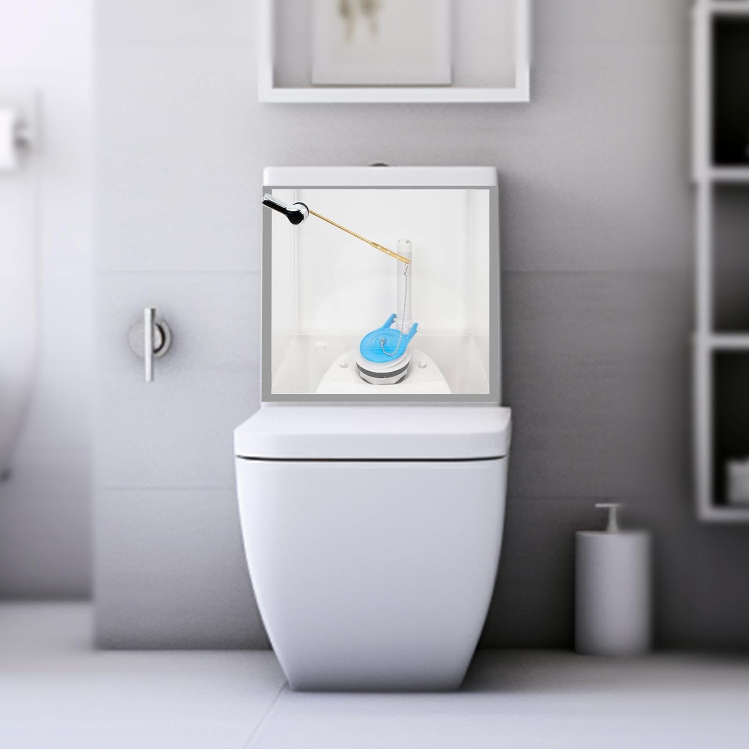 Large 3-Inch Toilet Flapper Replacement Compatible with Gerber 99-788, Water Conserving Toilet Flappers for 3 Inch Flush Valves, Stainless Steel Chain, High Performance, Easy to Install, Blue - Image 2