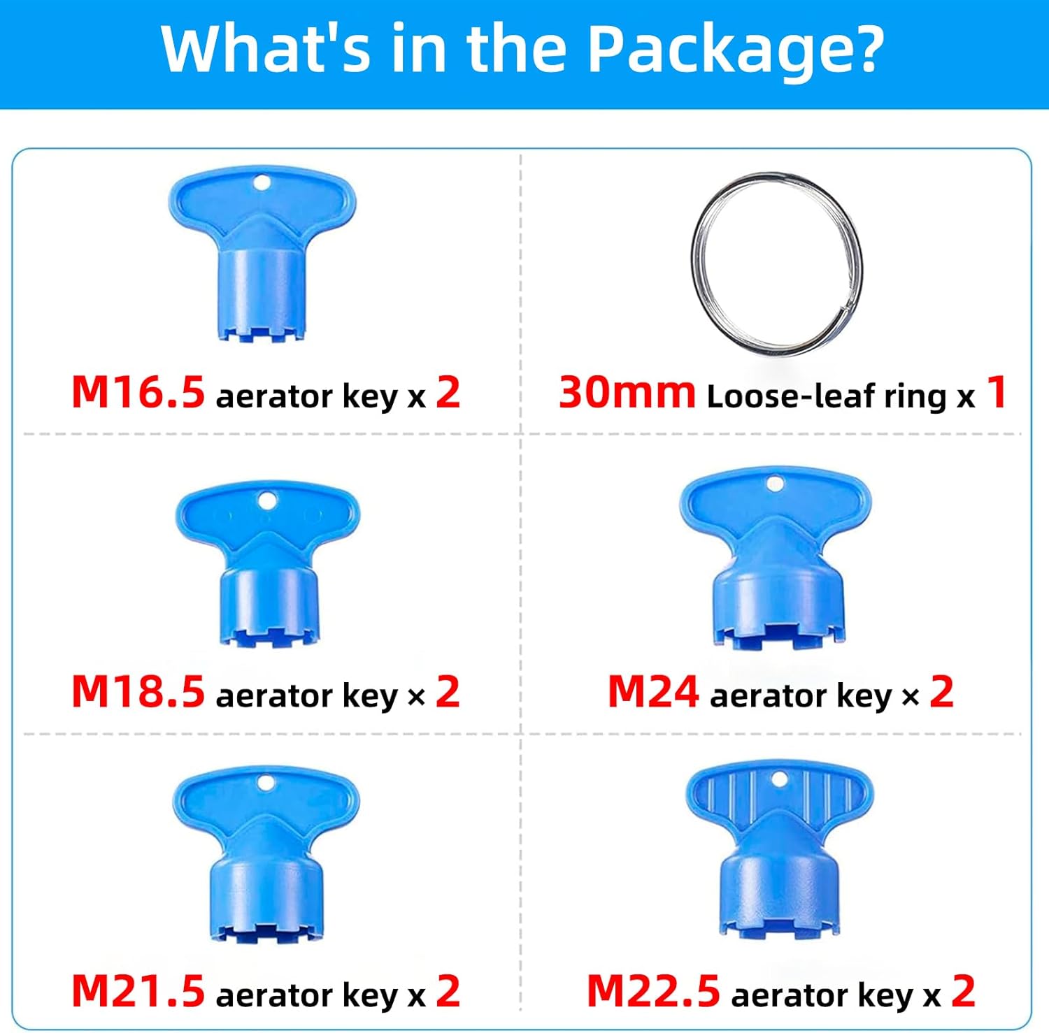 10 Pieces Faucet Aerator Key, Aerator Wrench with a Ring for Easy Storage Removal Wrench Tool for M16.5 M18.5 M21.5 M22.5 M24 5 Set (Pack of 2) - Image 3