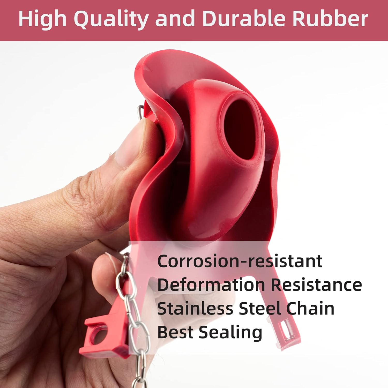 2-inch Universal Toilet Tank Flapper, Long Lasting All Rubber Seal Flapper Replacement Compatible with American Standard Water Conserving, High Performance, Easy to Install, Red - Image 2