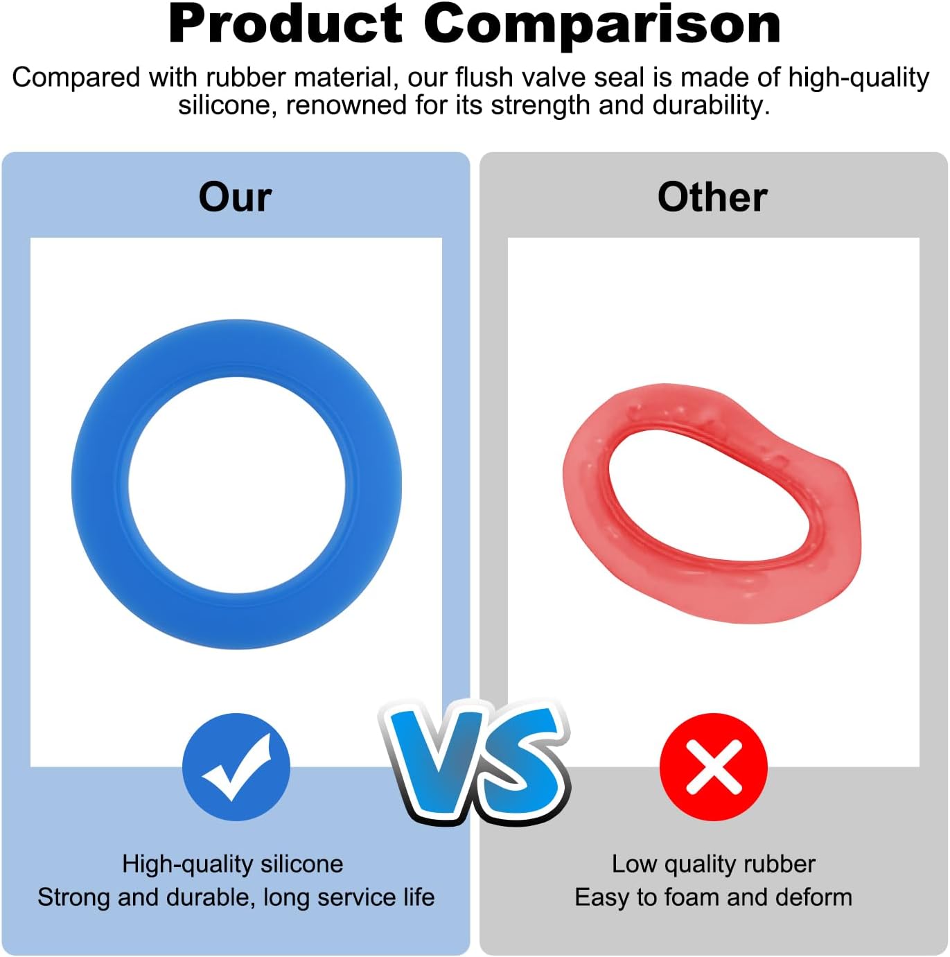 2 Pack Toilet Flush Valve Seal, Upgraded Silicone Material Specific fit for American Standard & Eljer-Compatible with 7301111-0070A, Flush Valve Seal Kit Replacements with O Ring - Image 6
