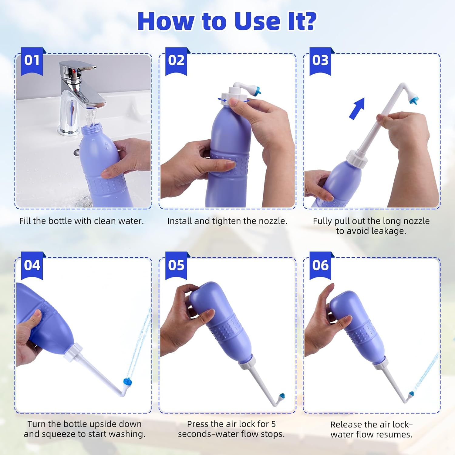 Portable Bidet Sprayer and Travel Bidet with Hand Held Bidet Bottle for Personal Cleansing Use Extended Nozzle - Personal Hygiene Care Toilet Bidet Shower/Bathroom Bidet Spray -21.8oz(620ml) - Image 6