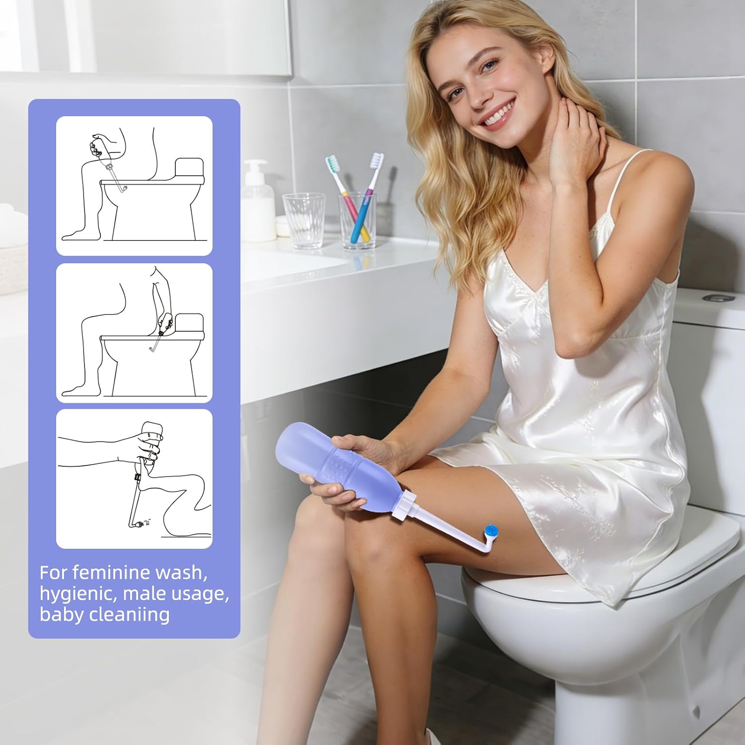 Portable Bidet Sprayer and Travel Bidet with Hand Held Bidet Bottle for Personal Cleansing Use Extended Nozzle - Personal Hygiene Care Toilet Bidet Shower/Bathroom Bidet Spray -21.8oz(620ml) - Image 7