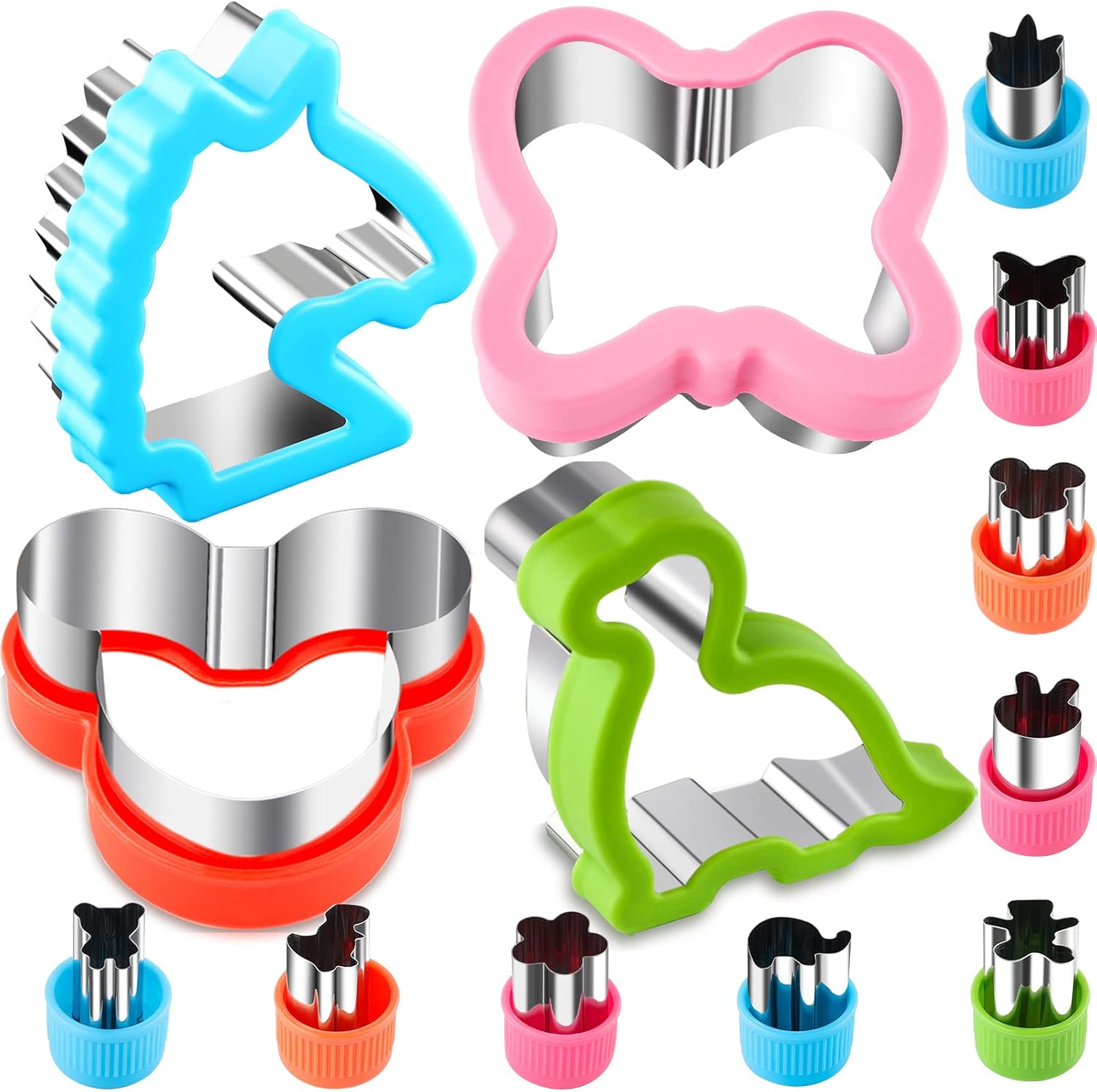 Sandwich Cutter Set Fruit Cutters Bread Cutout Shapes for Kids Lunch Butterfly Dinosaur Unicorn Mousehead Food Shaped Cookie Cutters 13 Pack for Baking and Food Tools Accessories - Image 1