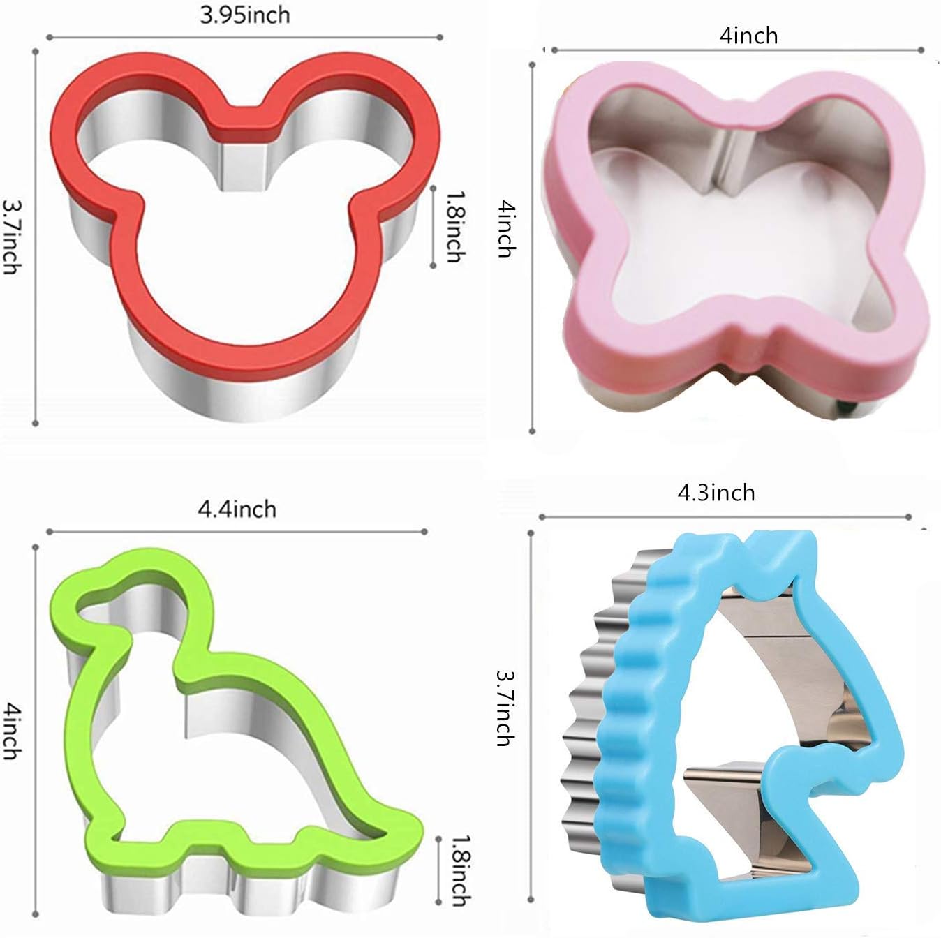 Sandwich Cutter Set Fruit Cutters Bread Cutout Shapes for Kids Lunch Butterfly Dinosaur Unicorn Mousehead Food Shaped Cookie Cutters 13 Pack for Baking and Food Tools Accessories - Image 3