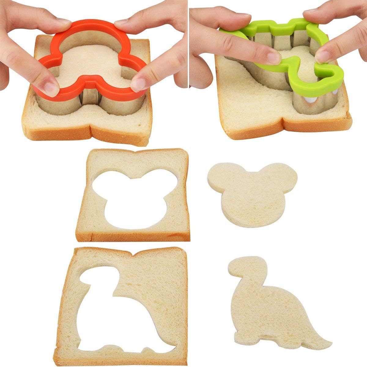 Sandwich Cutter Set Fruit Cutters Bread Cutout Shapes for Kids Lunch Butterfly Dinosaur Unicorn Mousehead Food Shaped Cookie Cutters 13 Pack for Baking and Food Tools Accessories - Image 4