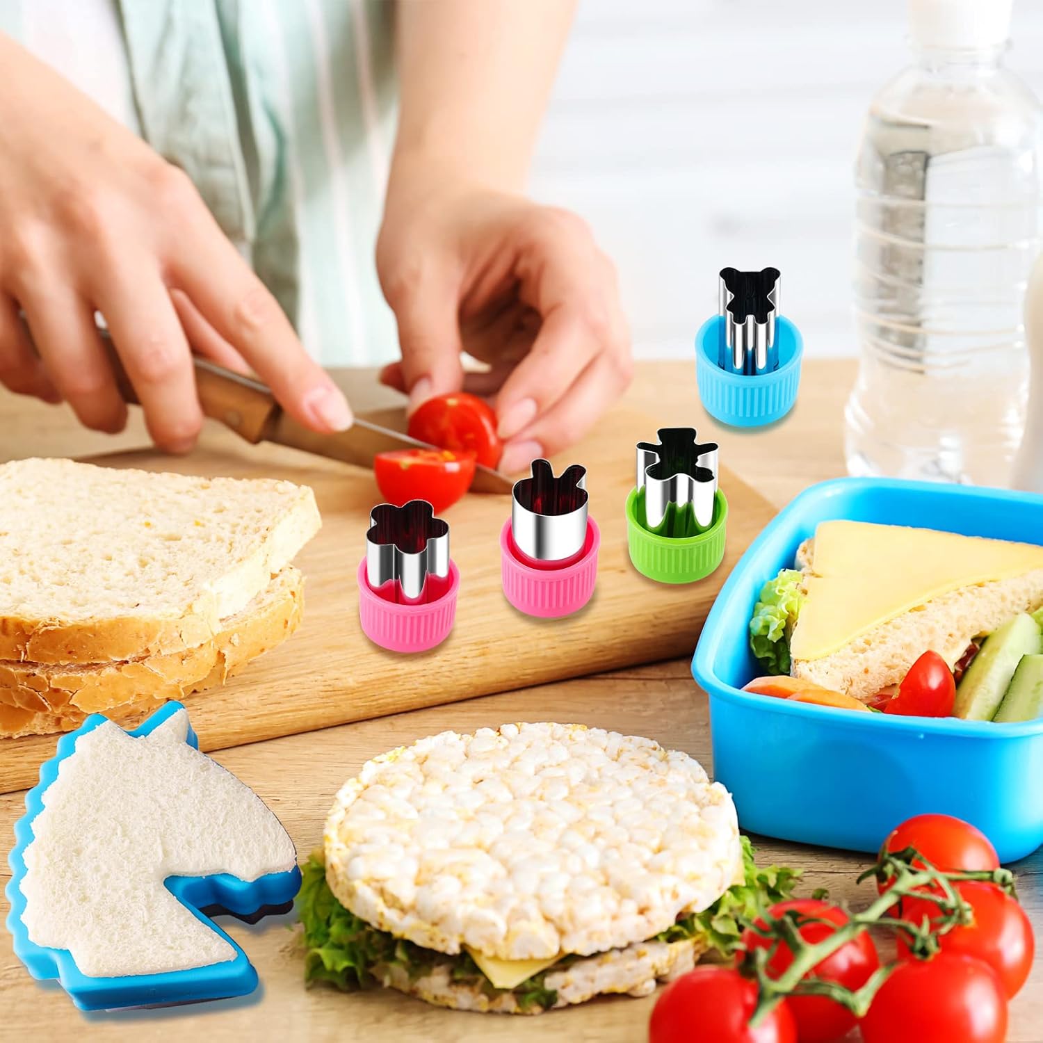 Sandwich Cutter Set Fruit Cutters Bread Cutout Shapes for Kids Lunch Butterfly Dinosaur Unicorn Mousehead Food Shaped Cookie Cutters 13 Pack for Baking and Food Tools Accessories - Image 7