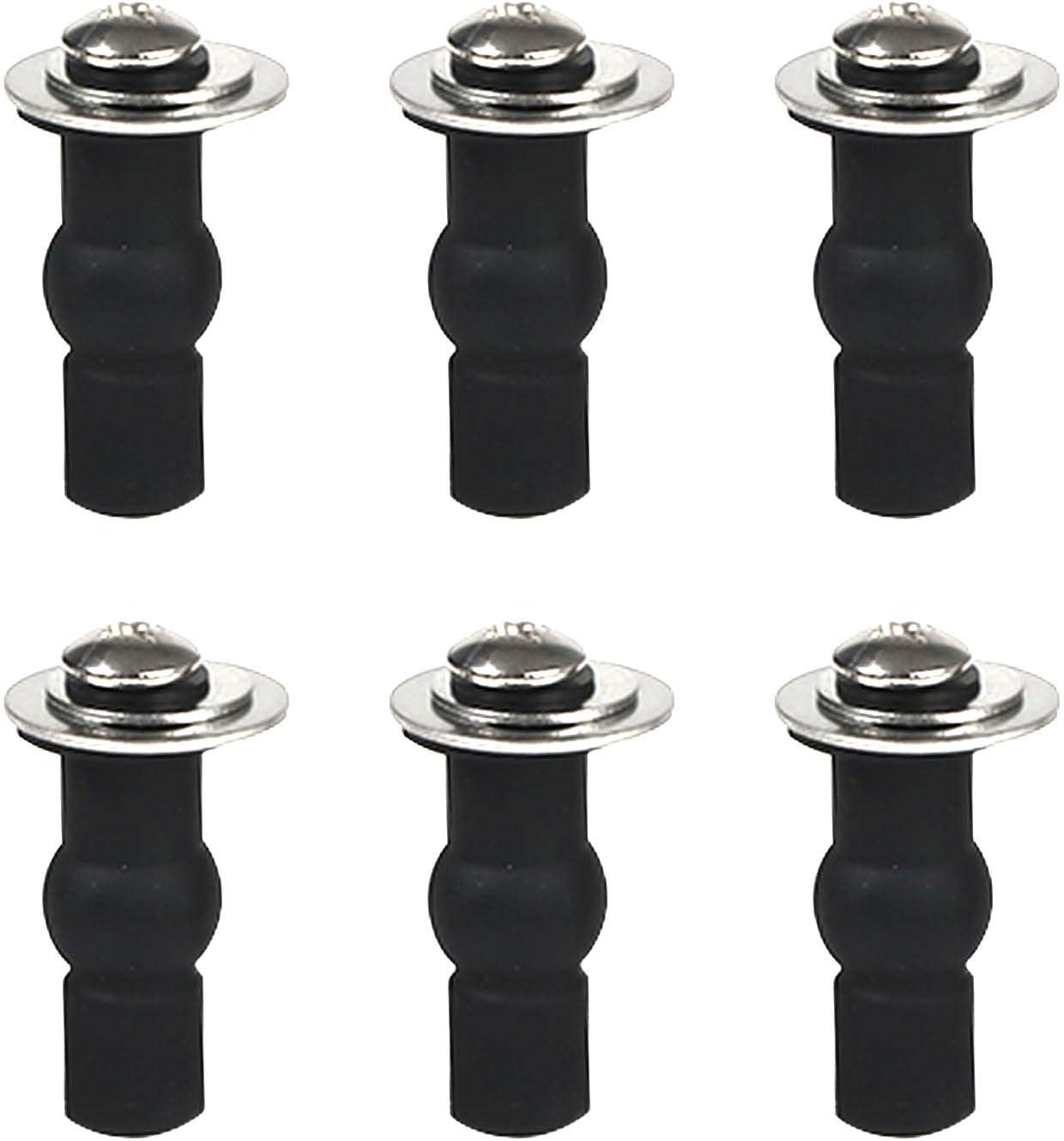 6 Pack Universal Toilet Seat Hinges Screw, Blind Hole fixings Expanding Rubber Top Fix Nuts Screws for Top Mounting Toilet Seat Hinges-3 Pairs (with One Expandable Ball) - Image 1