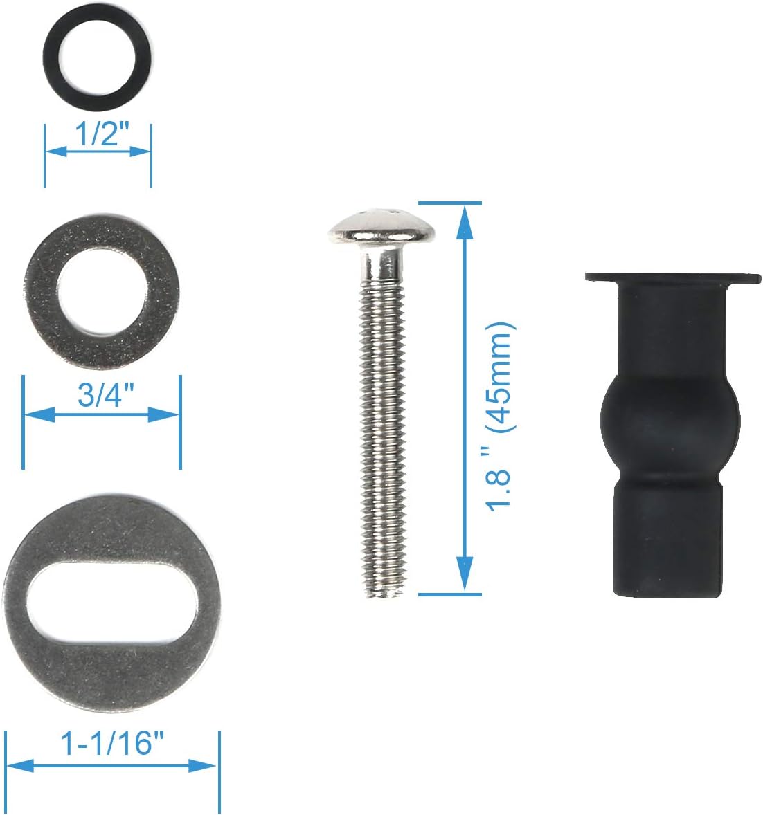 6 Pack Universal Toilet Seat Hinges Screw, Blind Hole fixings Expanding Rubber Top Fix Nuts Screws for Top Mounting Toilet Seat Hinges-3 Pairs (with One Expandable Ball) - Image 5