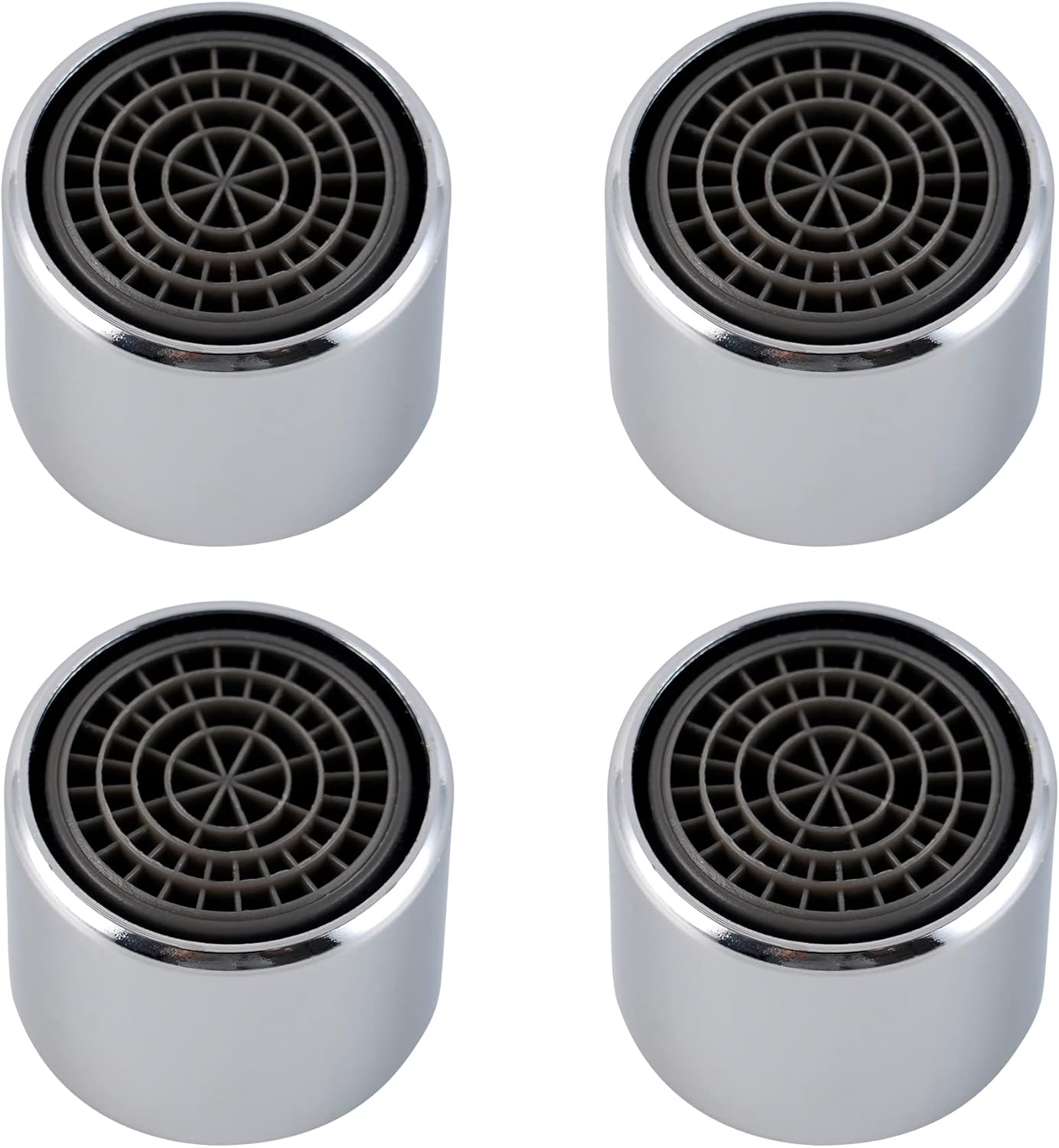 4 Pack Faucet Aerator, Kitchen Sink Aerator Shell with Built-in Filter, 55/64 Female Thread Bathroom Faucet Filter, Splash-Proof, Chrome Finish - Image 1