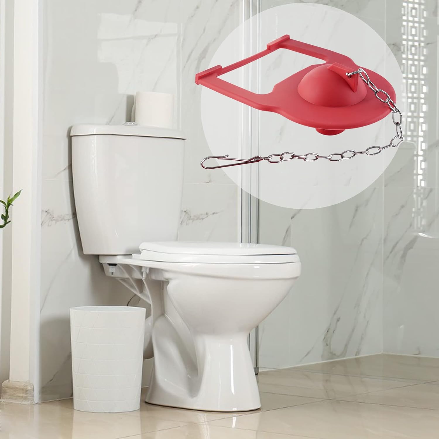 2 Inch Toilet Flapper Replacement Compatible with Kohler Hinge-style parts 84995 and 1000490 Toilet Flapper, High Performance with Stainless Chain, Easy to Install - Image 4