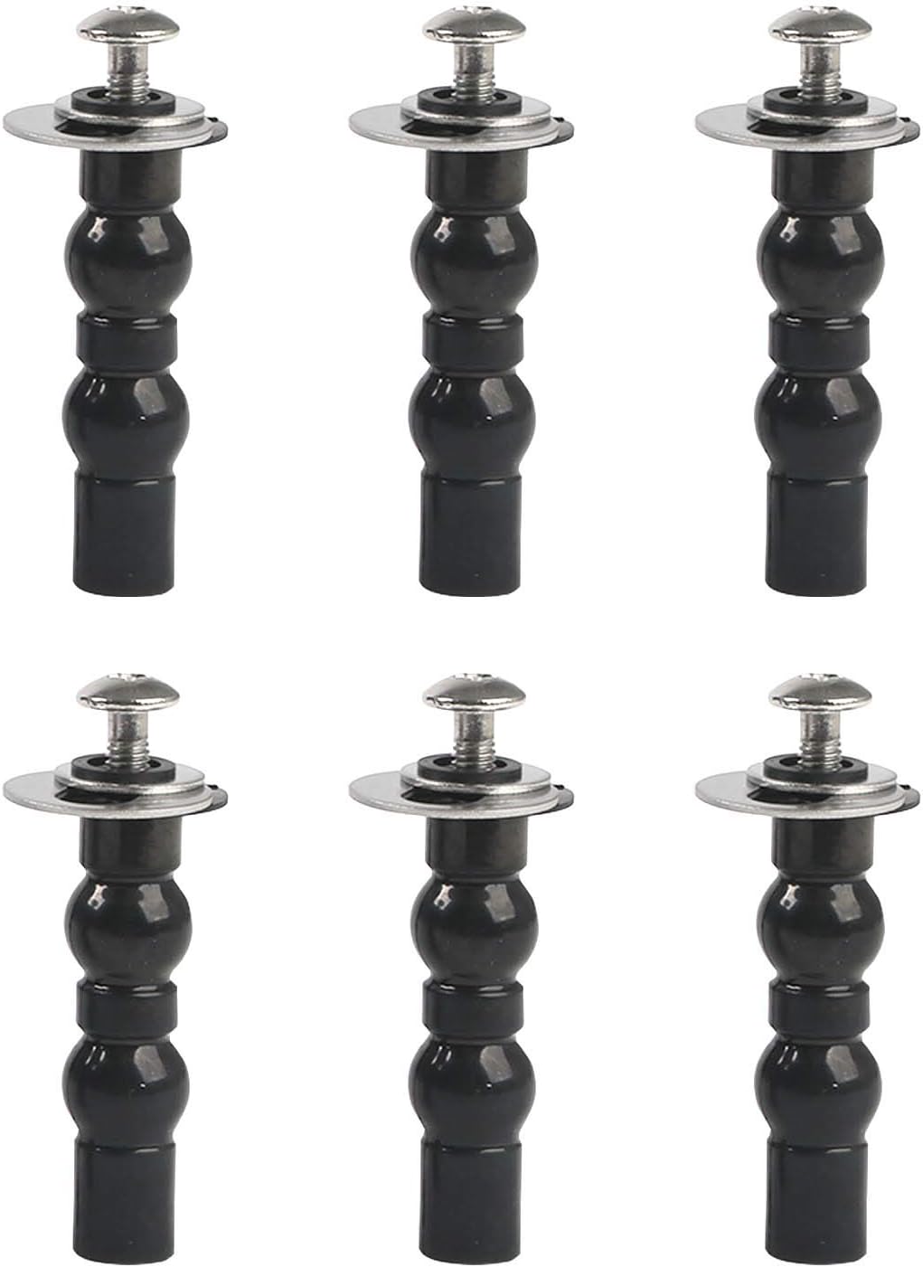 6 Pack Universal Toilet Seat Hinges Screw - Blind Hole Fixings Expanding Rubber Top Fix Nuts for Top Mounting - 3 Pairs With Two Expandable Ball - Image 1