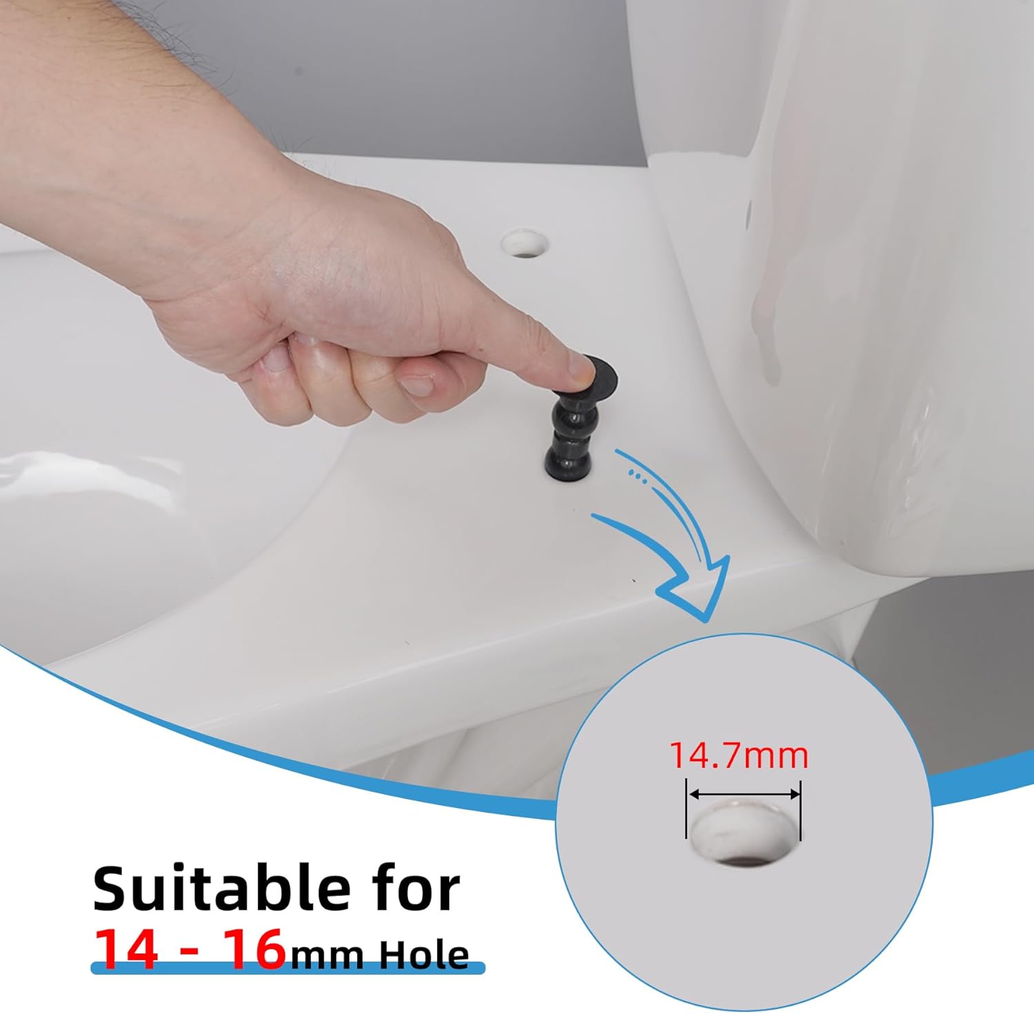6 Pack Universal Toilet Seat Hinges Screw - Blind Hole Fixings Expanding Rubber Top Fix Nuts for Top Mounting - 3 Pairs With Two Expandable Ball - Image 2