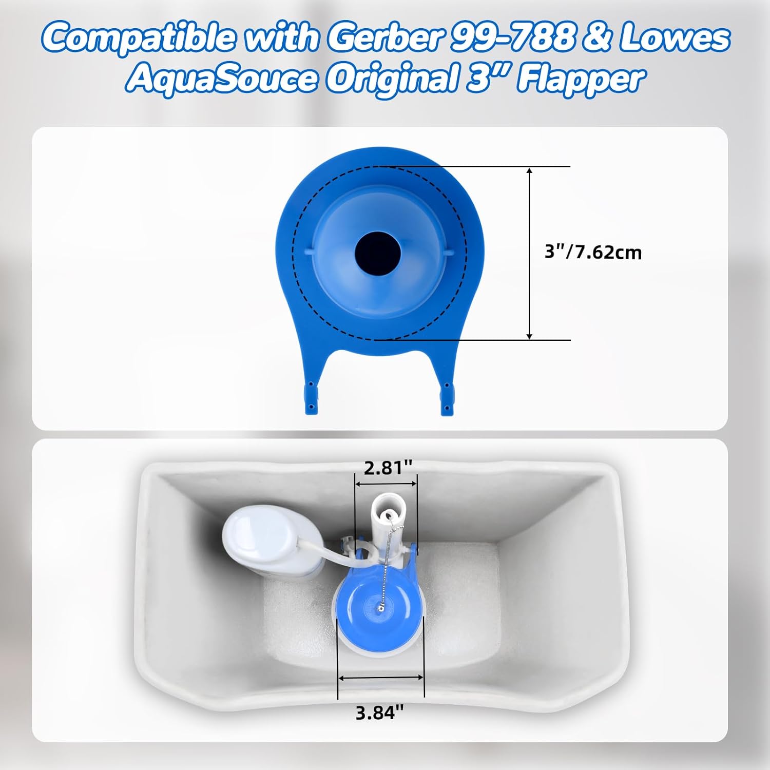 2 pcs Toilet Flapper Replacement, Compatible with Gerber 99-788 and Lowes AquaSouce Original 3