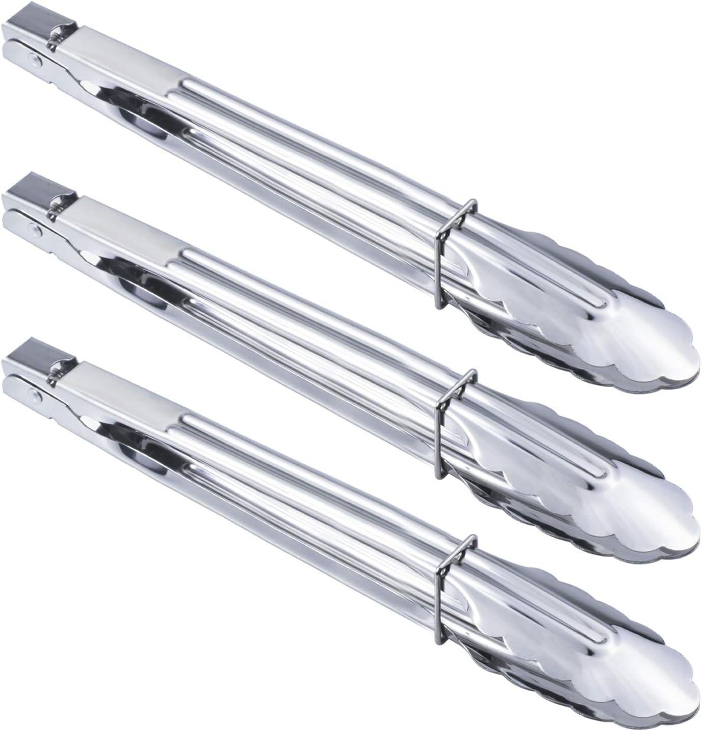 Stainless Steel Serving Tongs Grilling Tongs for Cooking Camping Barbecue (12-Inch 3 Pieces) - Image 1