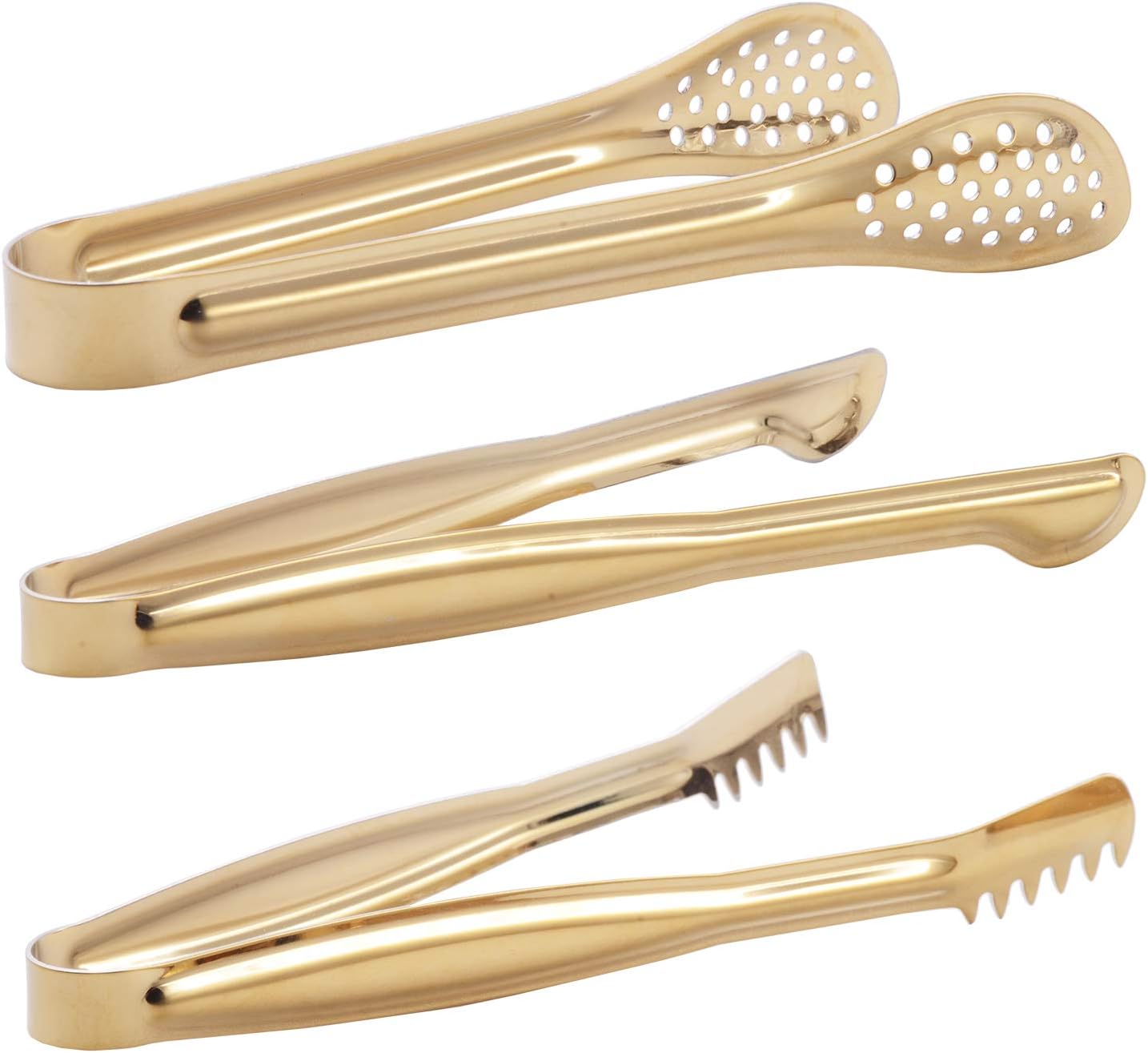 Gold Plated Mini Serving Tongs Set 6-Inch Appetizers Tongs Stainless Steel Small Sugar Cube Tongs Ice Tongs, Set of 6 - Image 3