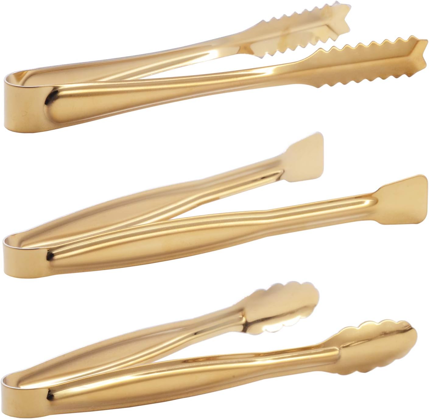 Gold Plated Mini Serving Tongs Set 6-Inch Appetizers Tongs Stainless Steel Small Sugar Cube Tongs Ice Tongs, Set of 6 - Image 4