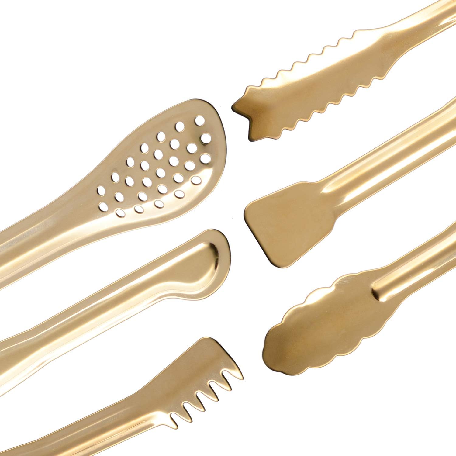 Gold Plated Mini Serving Tongs Set 6-Inch Appetizers Tongs Stainless Steel Small Sugar Cube Tongs Ice Tongs, Set of 6 - Image 6