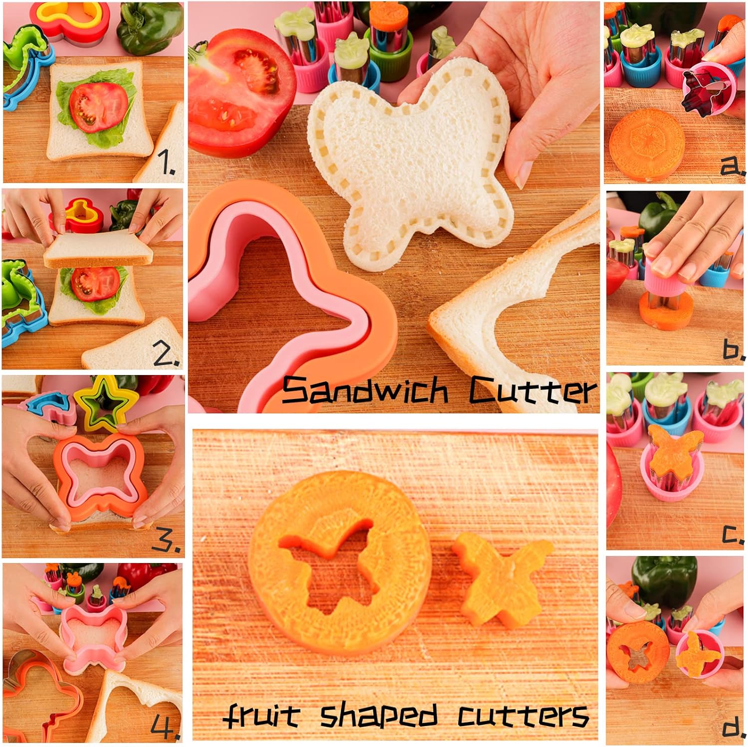 Sandwich Cutter and Sealer for Kids 10PCS Large Bread Sandwich Decruster Pancake Maker Cookies Fruits Vegetables Shaped Cutters for Lunch Bento Box Dinosuar Mickey Butterfly Unicorn Heart Star flower - Image 4