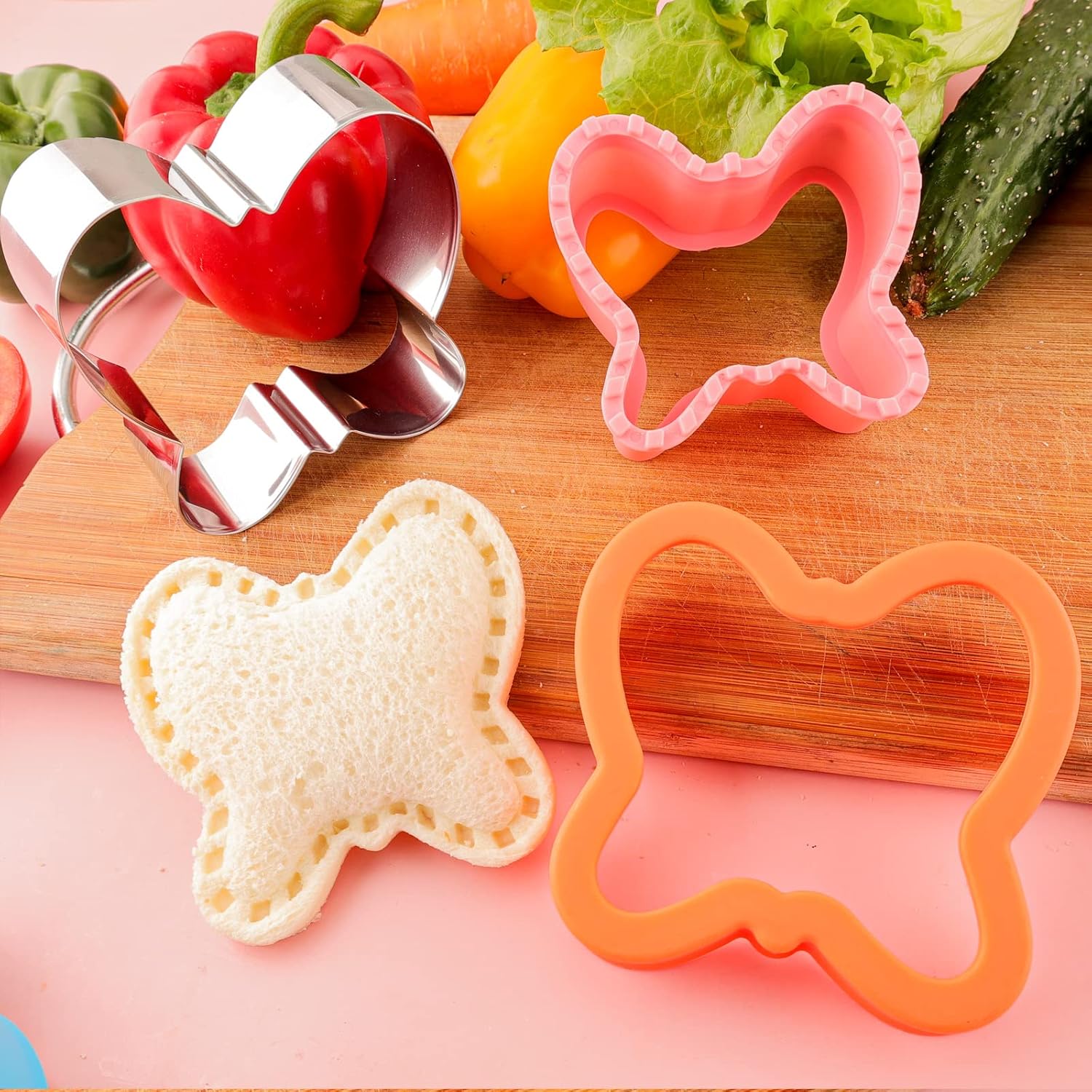 Sandwich Cutter and Sealer for Kids 10PCS Large Bread Sandwich Decruster Pancake Maker Cookies Fruits Vegetables Shaped Cutters for Lunch Bento Box Dinosuar Mickey Butterfly Unicorn Heart Star flower - Image 5