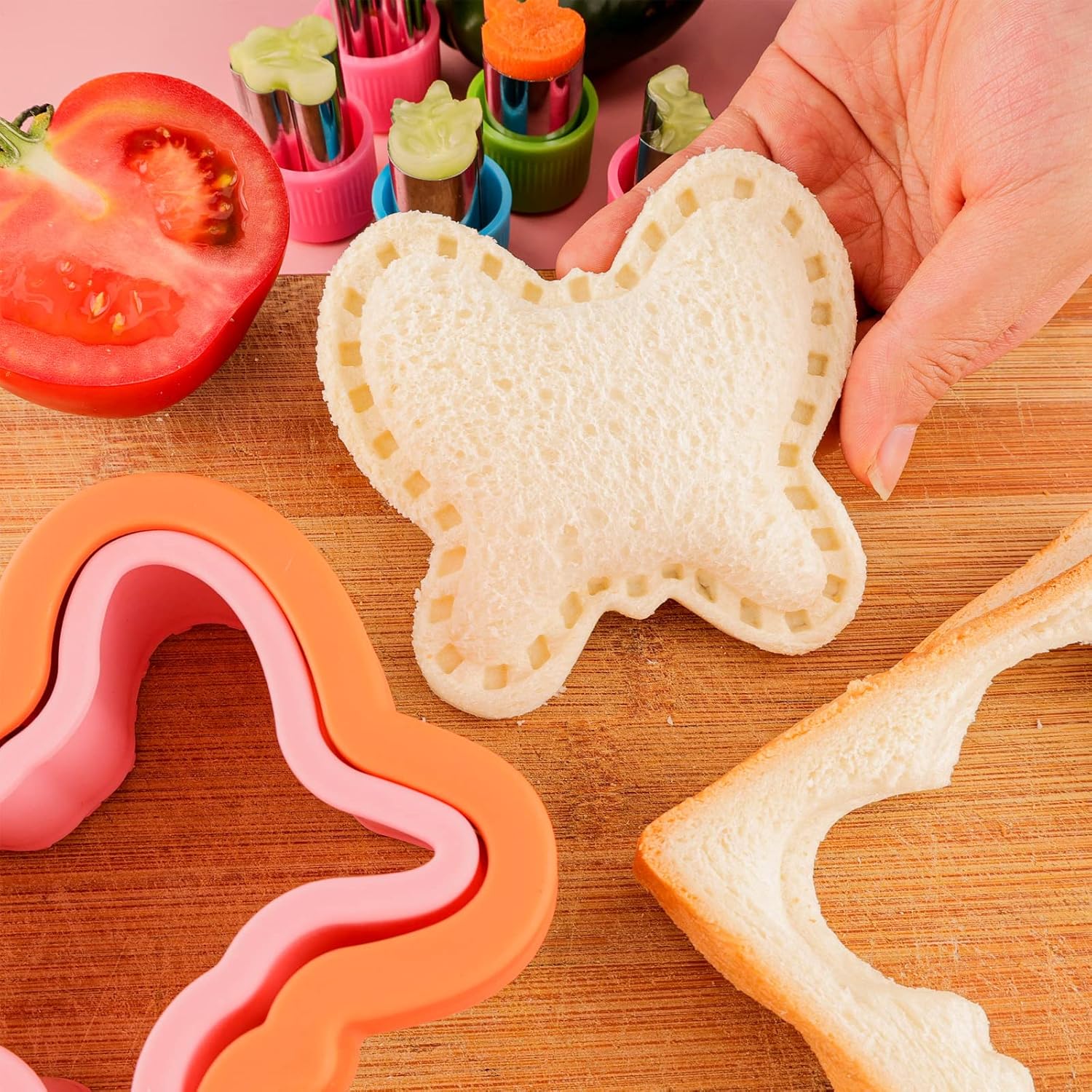 Sandwich Cutter and Sealer for Kids 10PCS Large Bread Sandwich Decruster Pancake Maker Cookies Fruits Vegetables Shaped Cutters for Lunch Bento Box Dinosuar Mickey Butterfly Unicorn Heart Star flower - Image 6