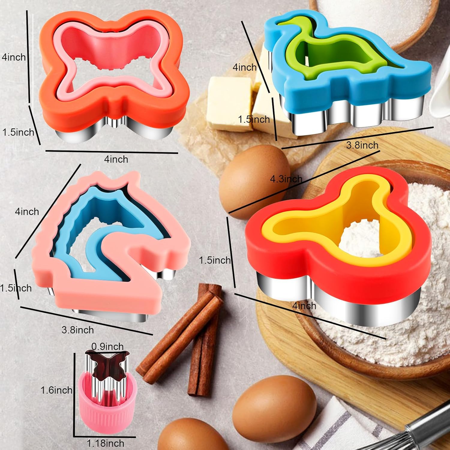 Sandwich Cutter and Sealer for Kids 10PCS Large Bread Sandwich Decruster Pancake Maker Cookies Fruits Vegetables Shaped Cutters for Lunch Bento Box Dinosuar Mickey Butterfly Unicorn Heart Star flower - Image 7