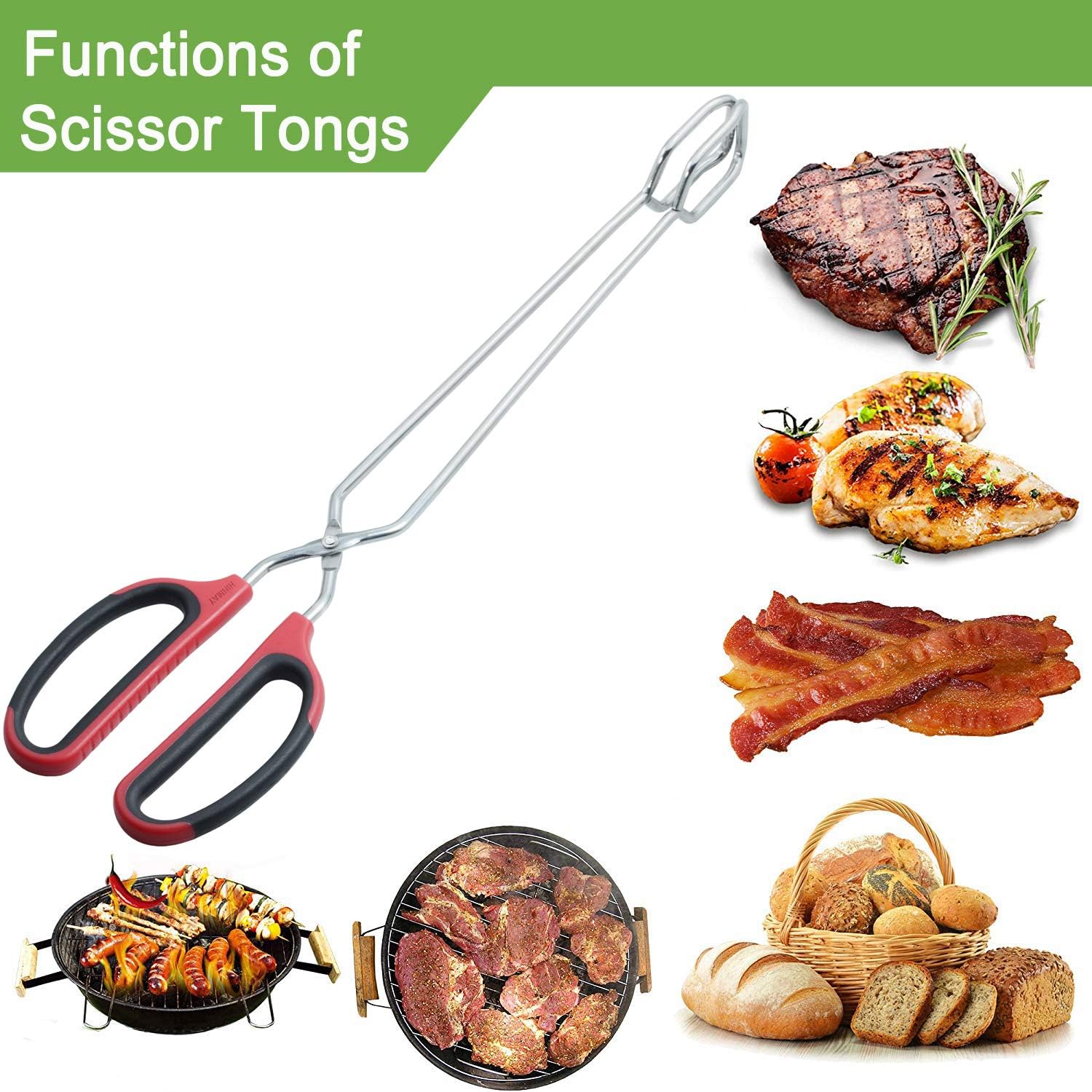 Extra Long Scissor Tongs 16-Inch Stainless Steel Barbecue Grilling Tongs - Image 6
