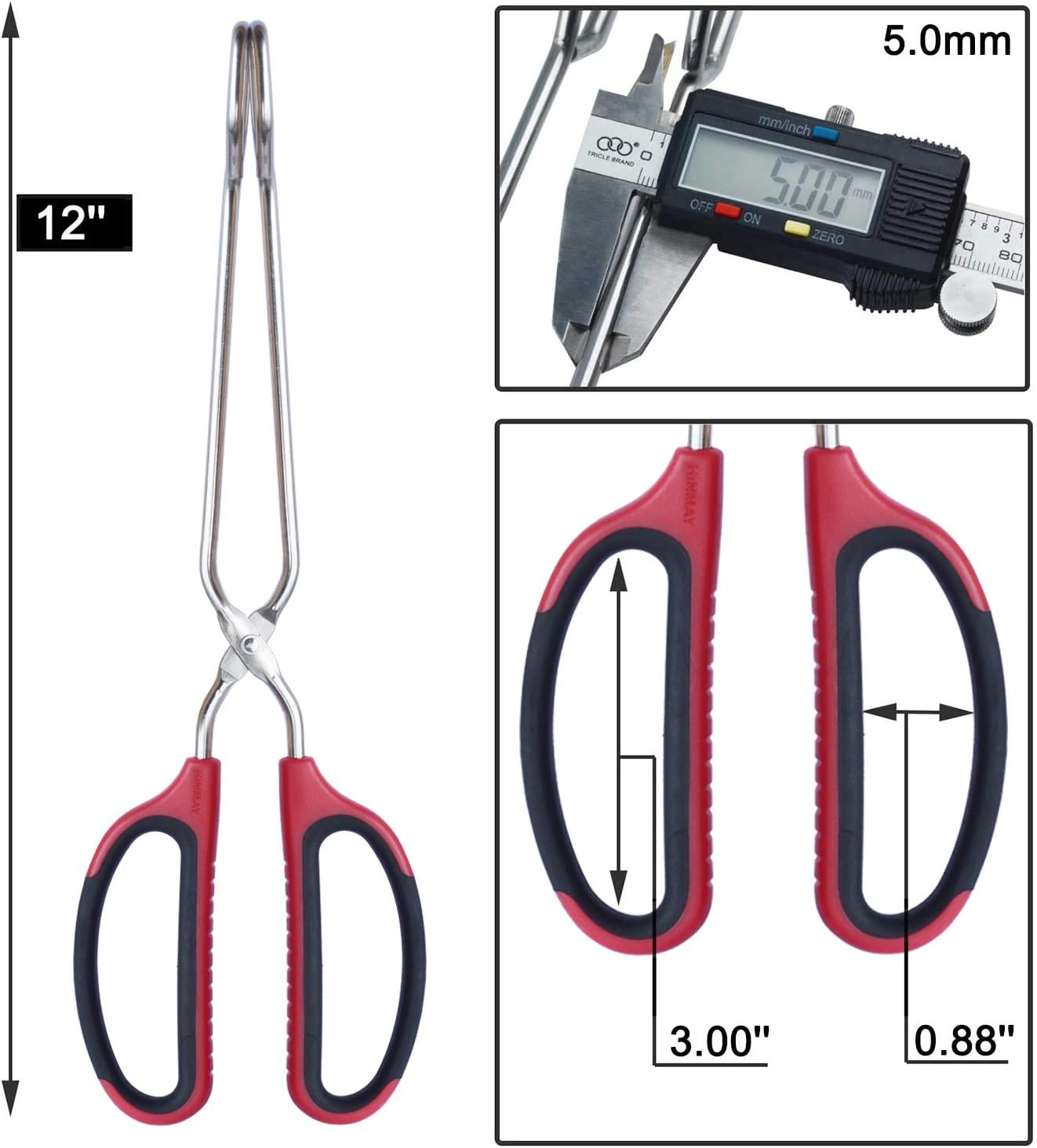 Stainless Steel Scissor Tongs with Comfort-Grip Handle 12-Inch, Set of 2 - Image 3