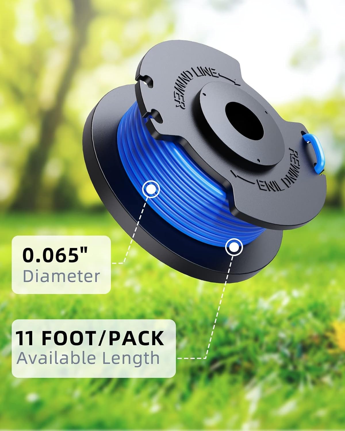 Weed Wacker String Replacement Compatible with Ryobi One+ AC14RL3A, 0.065'' String Trimmer Refill Line for Ryobi String Trimmer, 99 FT Autofeed Weed Eater String for Ryob 18V,24V,40V(6 Spools+1 Cap) - Image 2