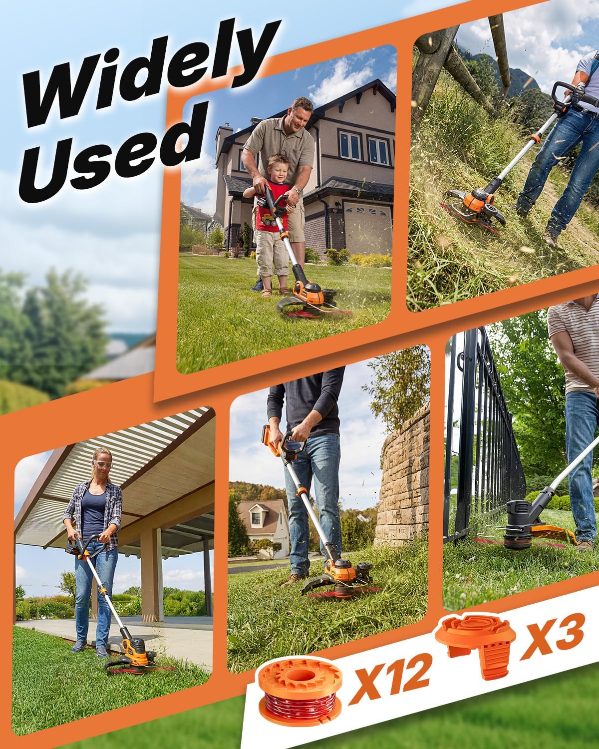 15 Pack (WA0010)Replacement Trimmer Line Spool Compatible with Worx Weed Eater, 0.065 inch Trimmer Line Refills for Worx Trimmer,Weed Wacker String Replacement Parts(12 Trimmer Spools,3 Trimmer Caps) - Image 7