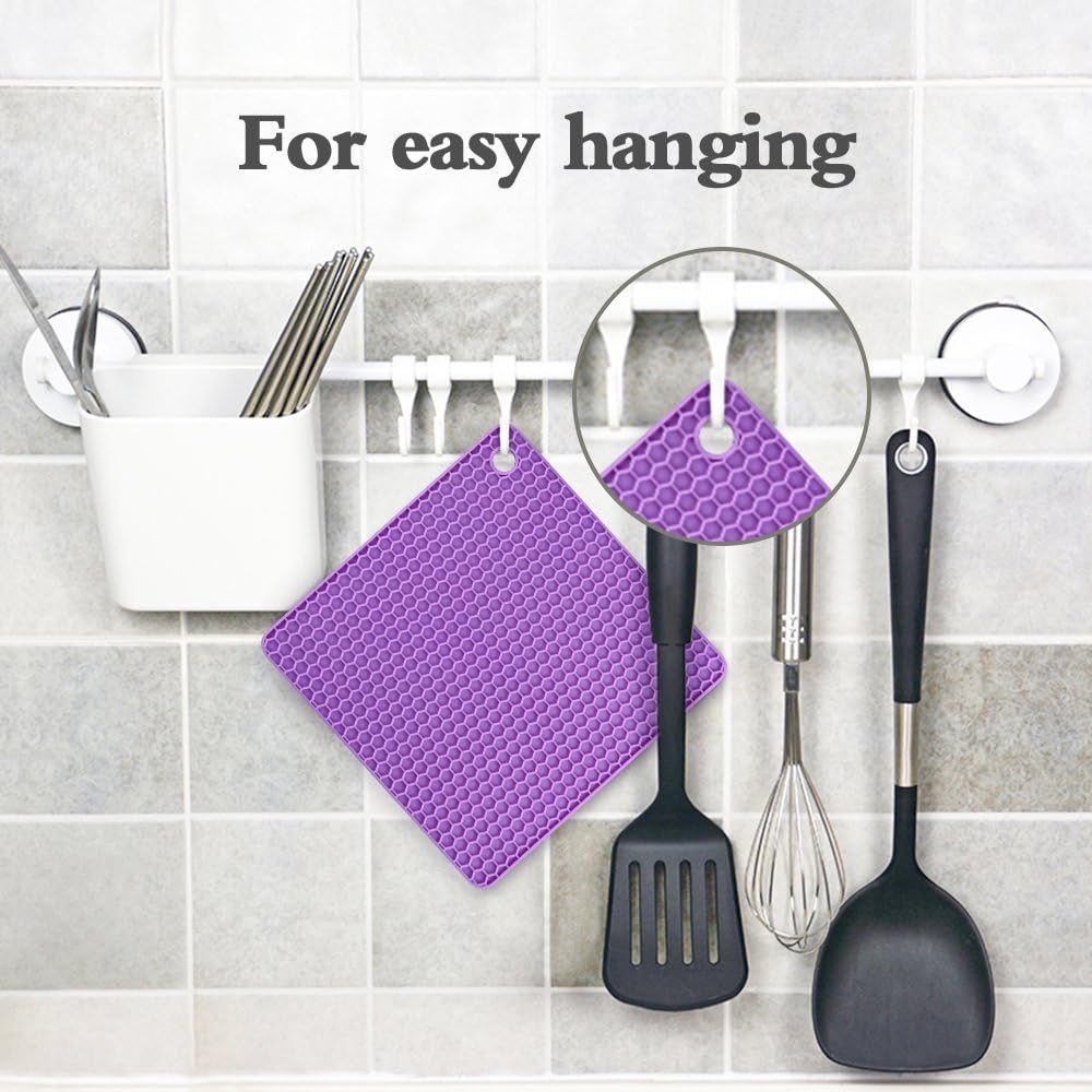 Silicone Trivet Mats - Hot Pads Spoon Rest, Multipurpose Trivet for Hot Dishers Heat Resistant Food Grade Silicone Set of 4 - Image 6