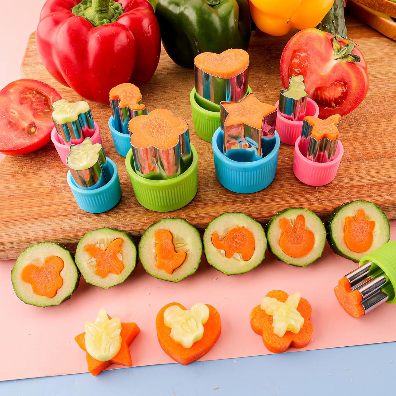 Sandwich Cutter and Sealer for Kids 4pcs Large Bread Decruster Sandwiches Cruster Maker Vegetable Fruit Cookies Food Cutter Shapes Set for Boys Girls Lunch Bento Box Unicorn Star Heart Round - Image 3