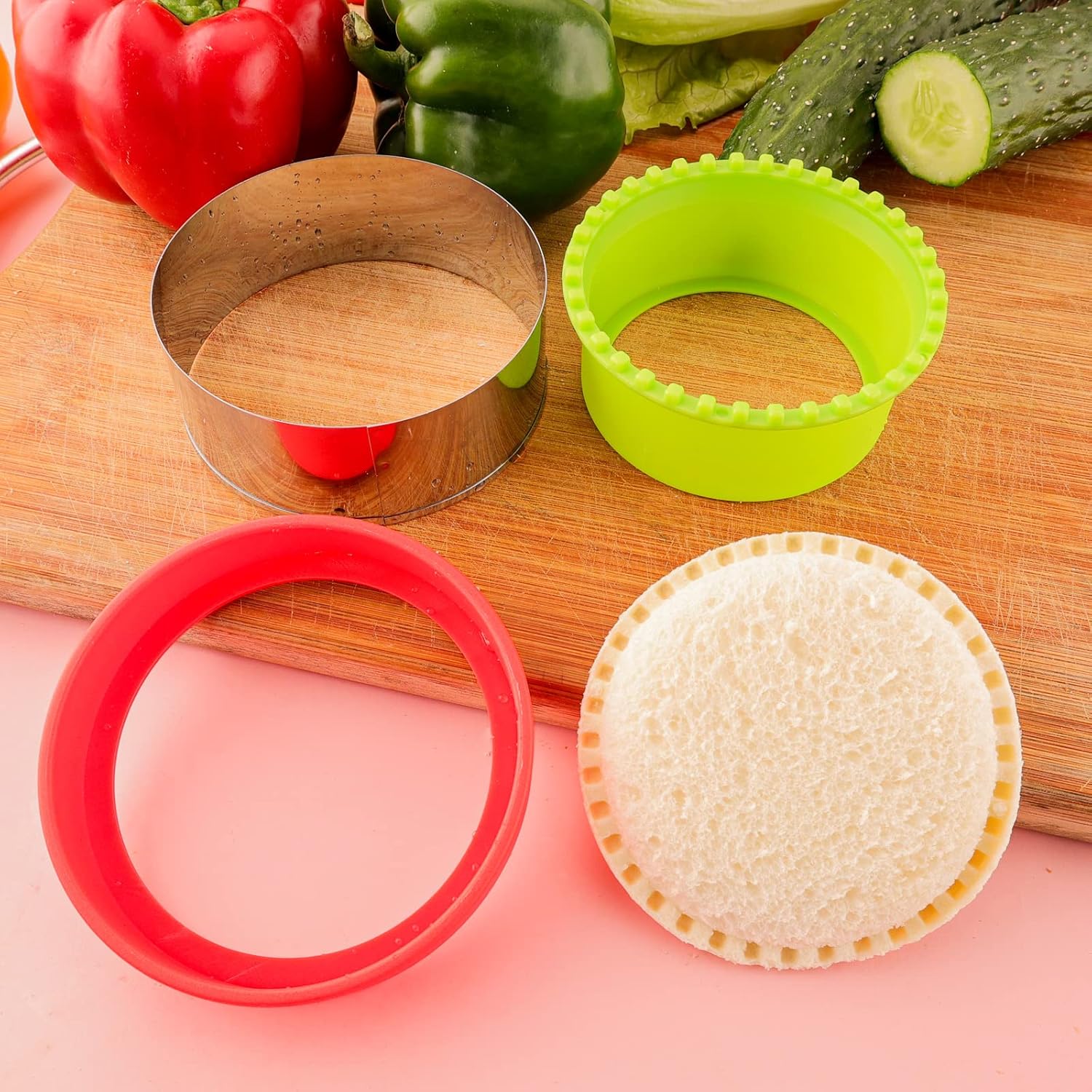 Sandwich Cutter and Sealer for Kids 4pcs Large Bread Decruster Sandwiches Cruster Maker Vegetable Fruit Cookies Food Cutter Shapes Set for Boys Girls Lunch Bento Box Unicorn Star Heart Round - Image 8