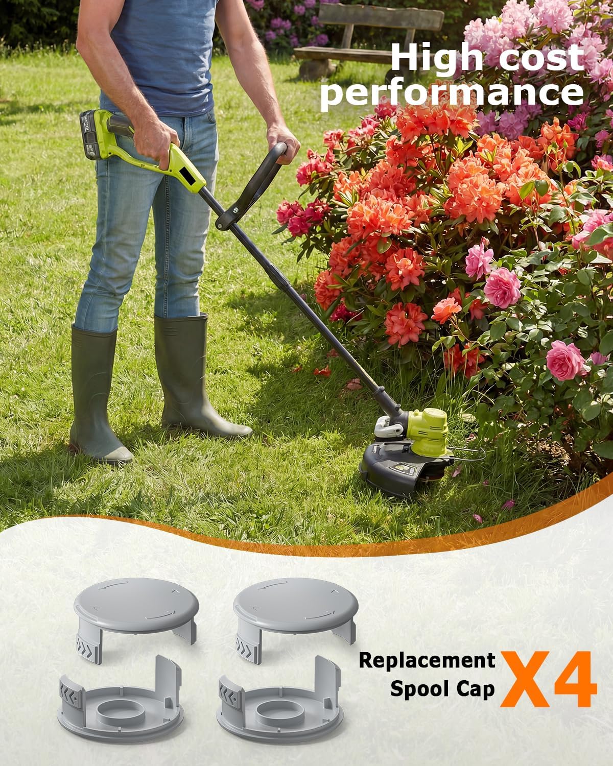 4 Pack AC14HCA Replacement Spool Cap Compatible with Ryobi Weed Wacker, Weed Eater Covers Parts Fit for Ryobi One+ 18V, 24V, 40V Cordless String Trimmers - Image 7