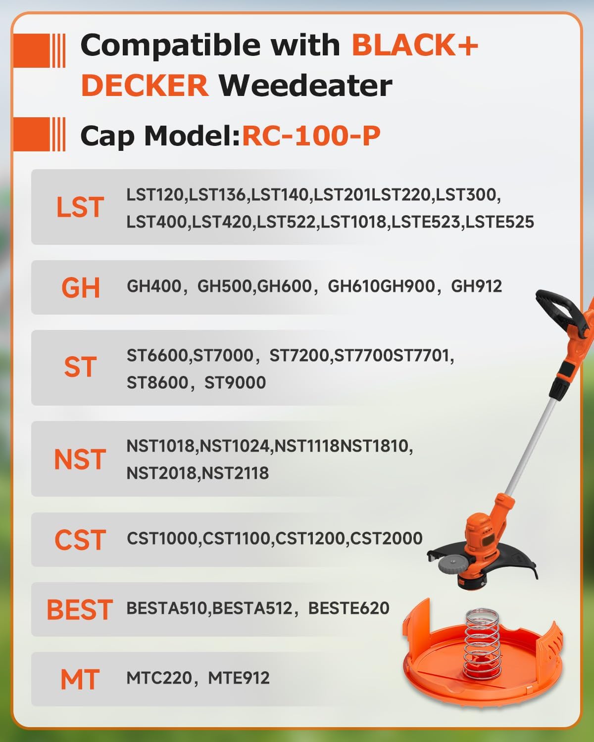 4 Pack Weed Eater Cap Compatible with Black and Decker Weed Wacker, RC-100-P Replacement Spool Cap Covers, Weed Eater Parts for Black and Decker String Trimmer - Image 5
