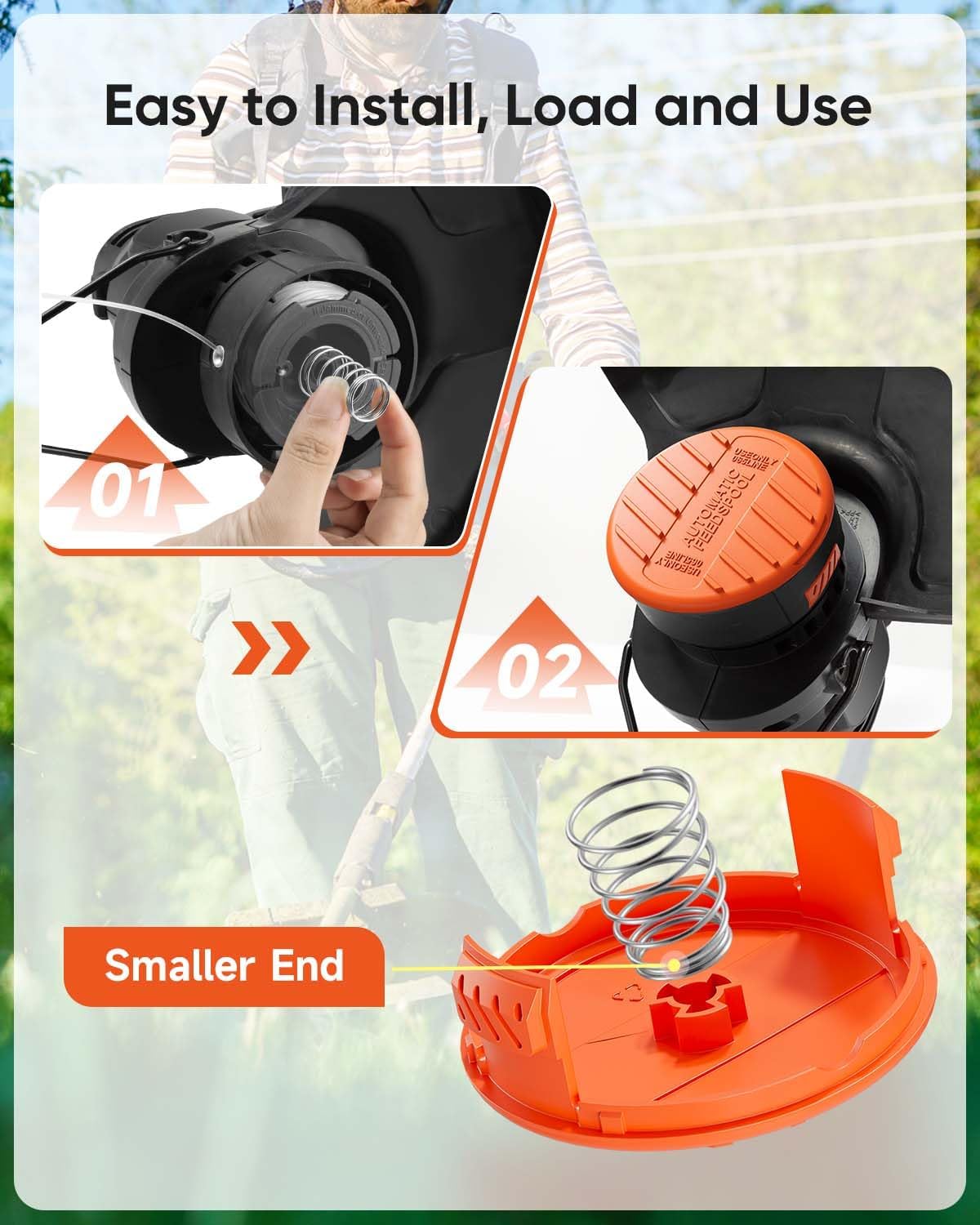 4 Pack Weed Eater Cap Compatible with Black and Decker Weed Wacker, RC-100-P Replacement Spool Cap Covers, Weed Eater Parts for Black and Decker String Trimmer - Image 6