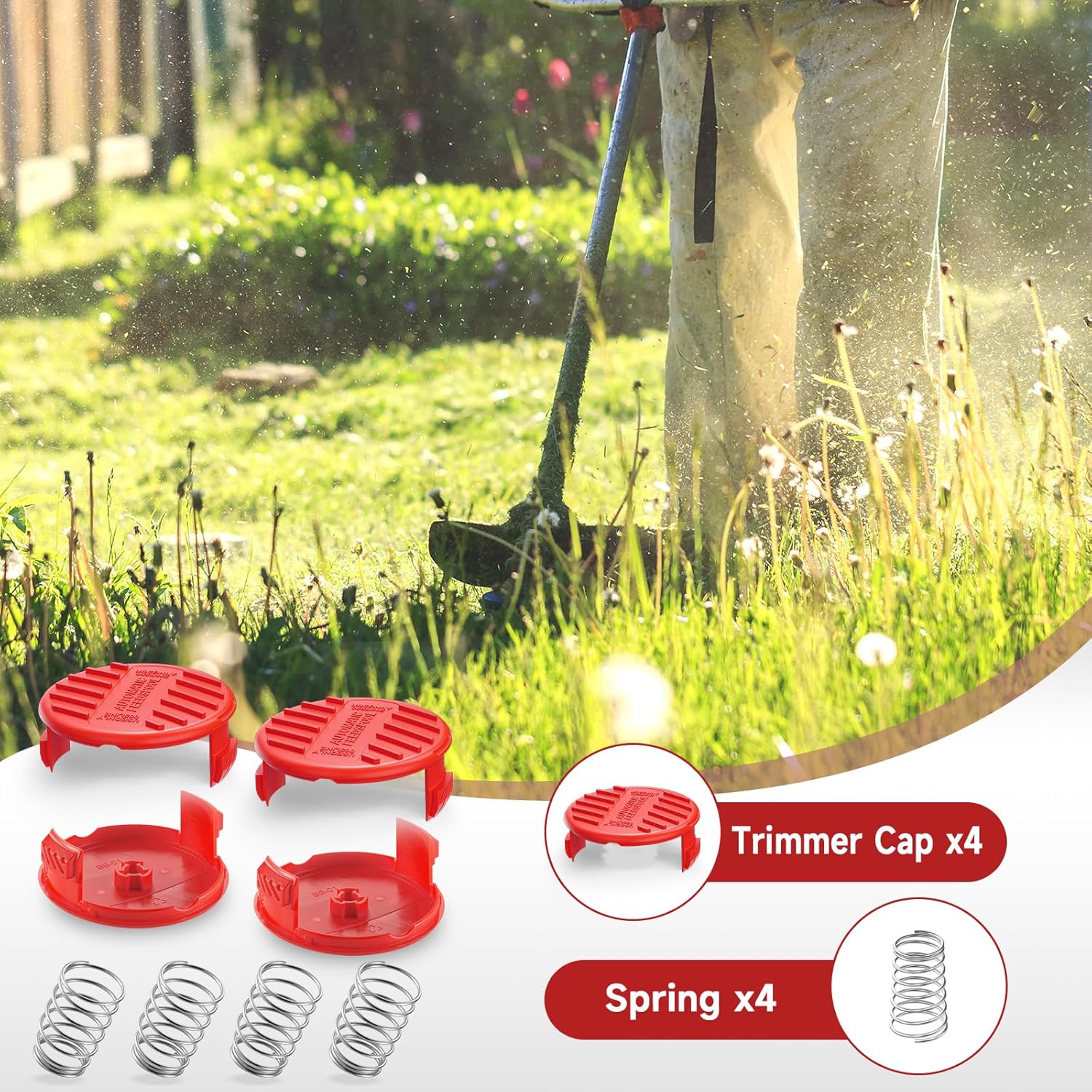 CMZST120SC String Trimmer Spool Cap for Craftsman Weed Eater CMCST900, CMEST913, CMESTE920, CMZST98020, CMESTA900, CMCST915, (4 Cap, 4 Spring) - Image 7