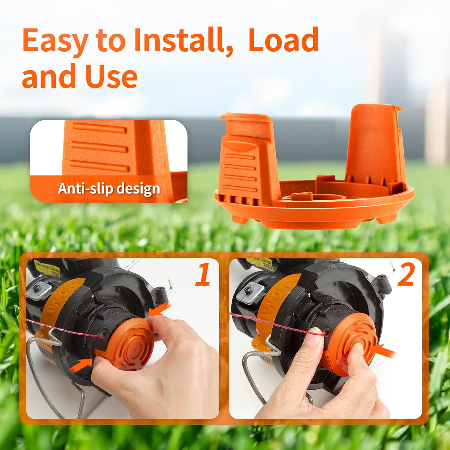 Trimmer Replacement Spool Cap Covers Compatible with Worx String Trimmers WA0010, WA6531 (3-Pack) - Image 5