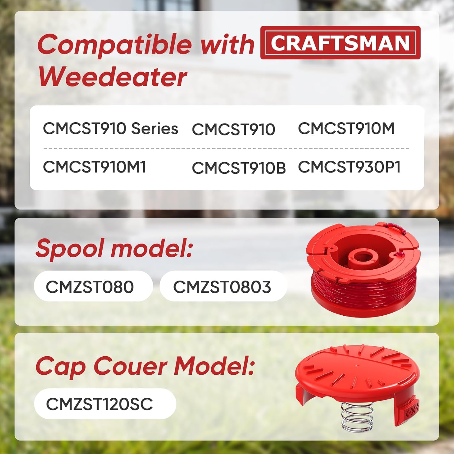 4 Pack CMZST0803 CMZST080 Weed Eater String Compatible with Craftsman Weed Wacker, 0.080