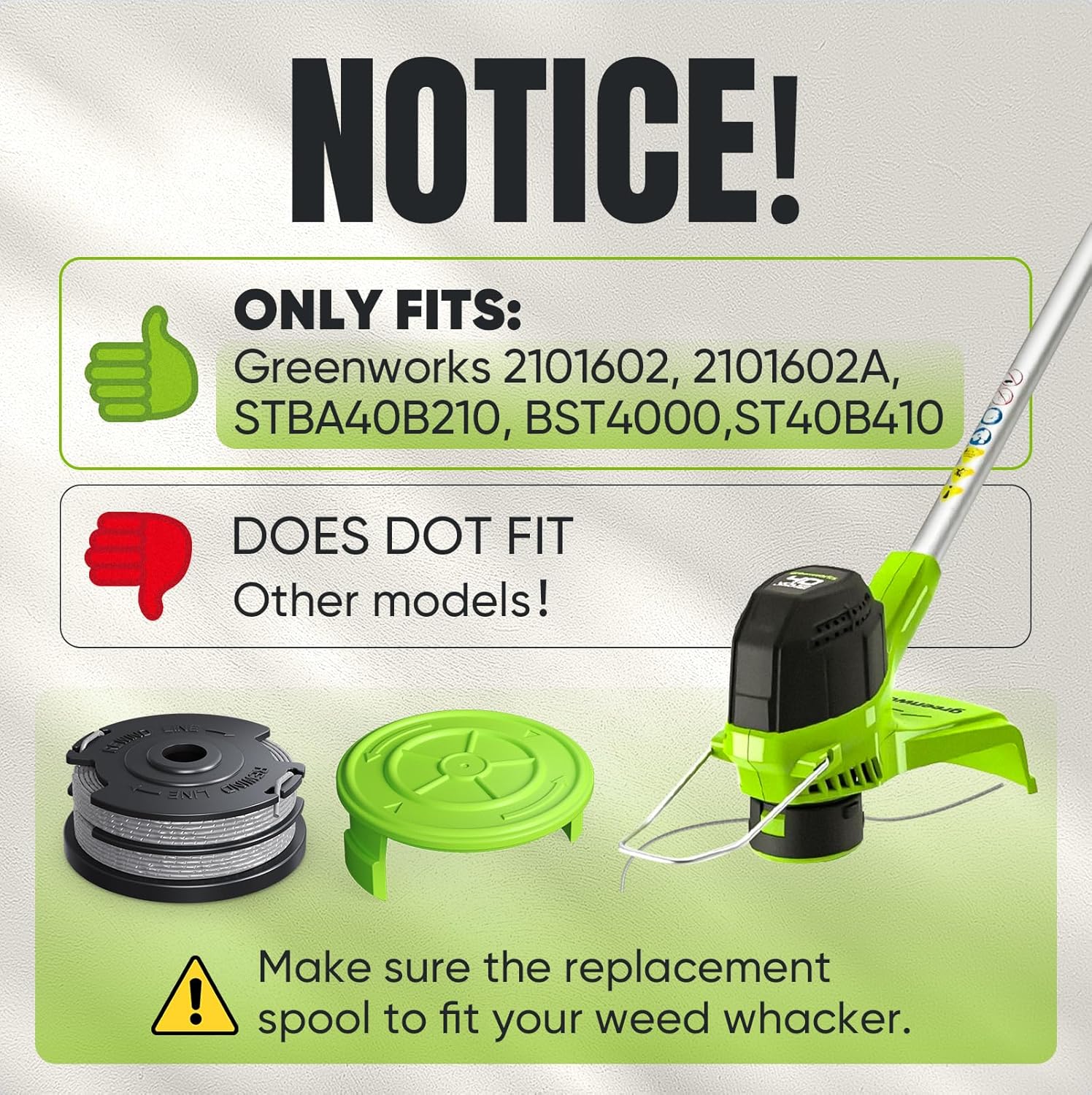14 Pack Replacement Spool for Greenworks Weed Eater, 0.065