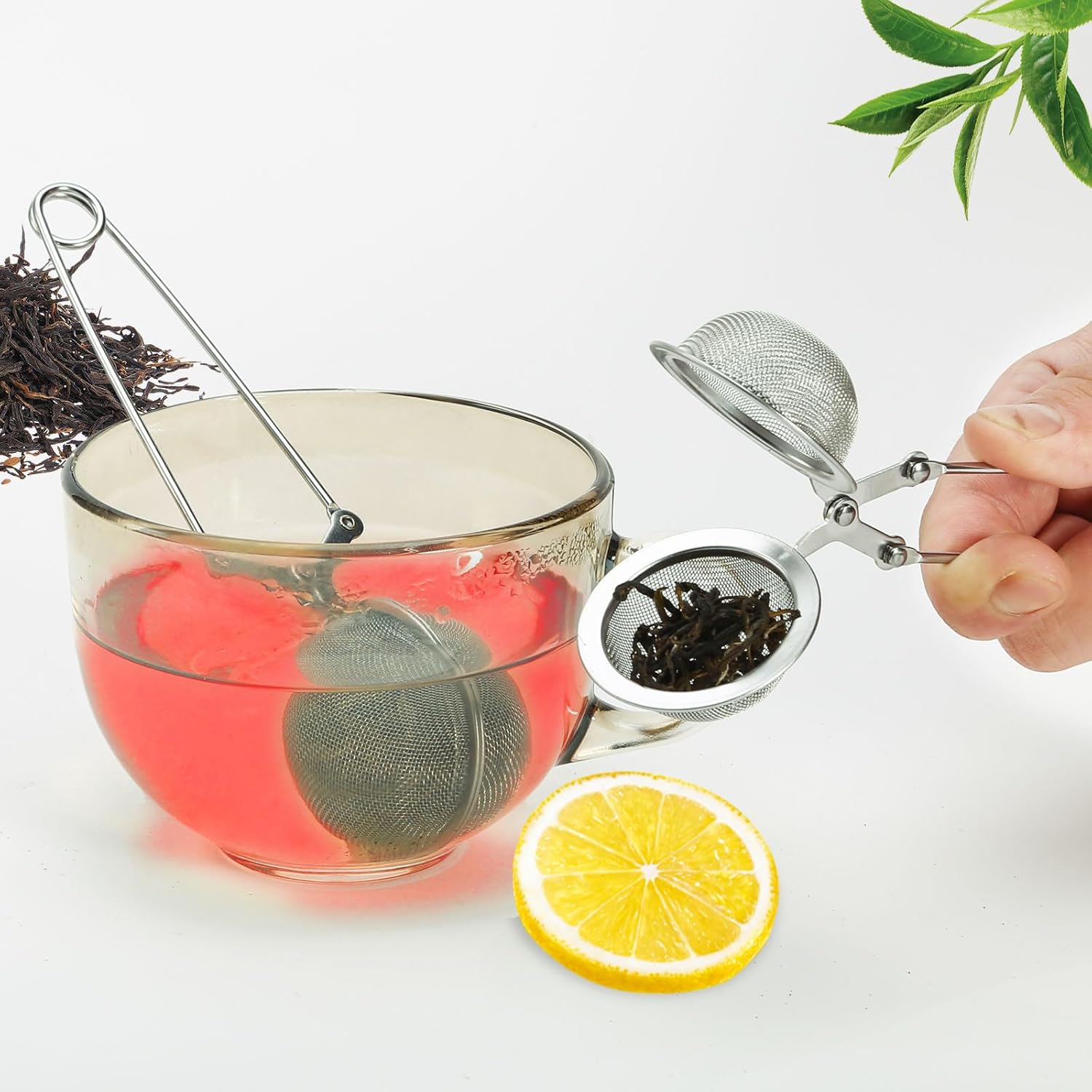 Tea Strainers for Loose Tea, 4 Pack Tea Infuser with Handle Fine Mesh Tea Ball Filter Tea Diffusers Steeper for Loose Leaf Tea, Spices, Seasonings - Image 5