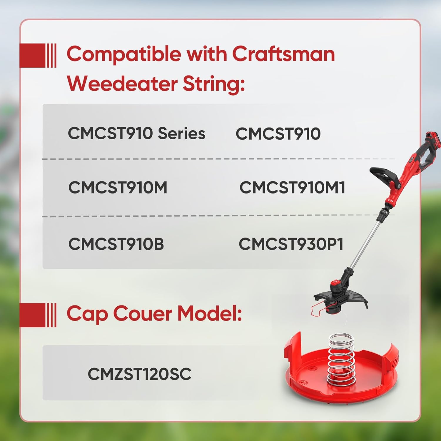 4 Pcak CMZST120SC String Trimmer Spool Cap Compatible with Craftsman Weed Wacker, Weed Eater Covers Parts Fit for Craftsman CMCST910 Series, CMCST910, CMCST910M, CMCST910M1 - Image 2