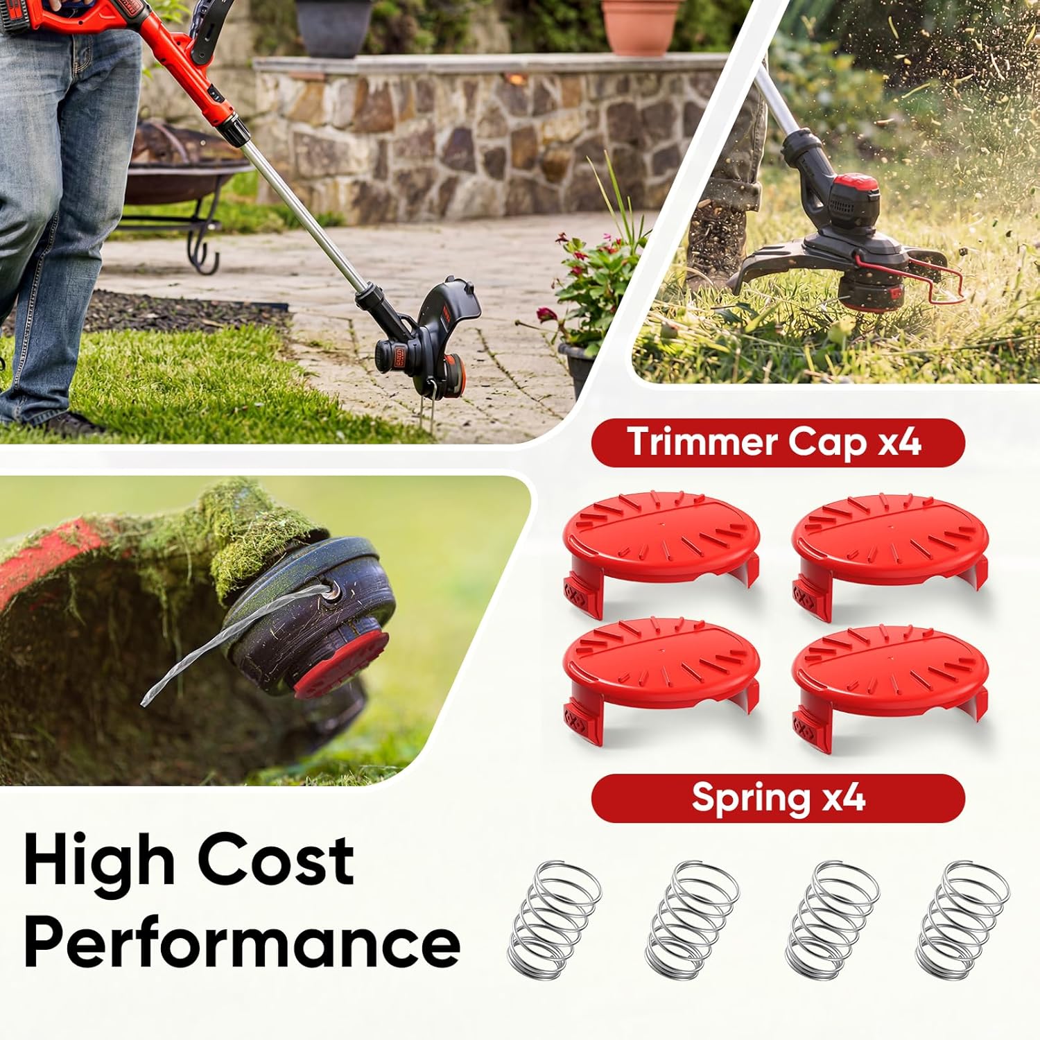 4 Pcak CMZST120SC String Trimmer Spool Cap Compatible with Craftsman Weed Wacker, Weed Eater Covers Parts Fit for Craftsman CMCST910 Series, CMCST910, CMCST910M, CMCST910M1 - Image 7