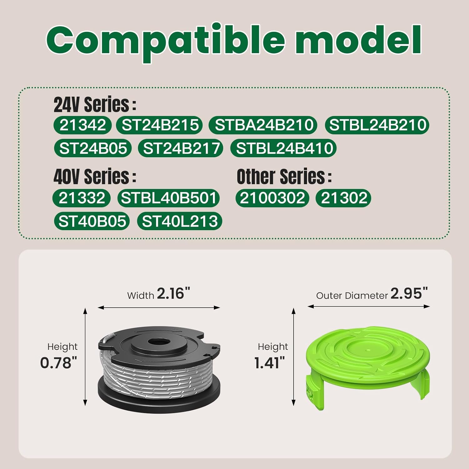 Trimmer String Spool Compatible with Greenworks, 0.065