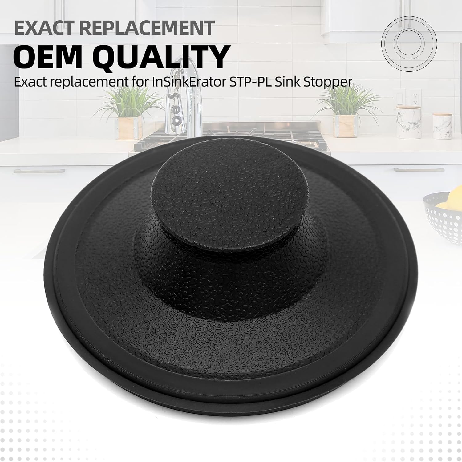 (2 Pack) Exact Replacement for InSinkErator STP-PL/STPPL Black Rubber Sink Stopper for Garbage Disposal – Compatible with Standard 3-1/2