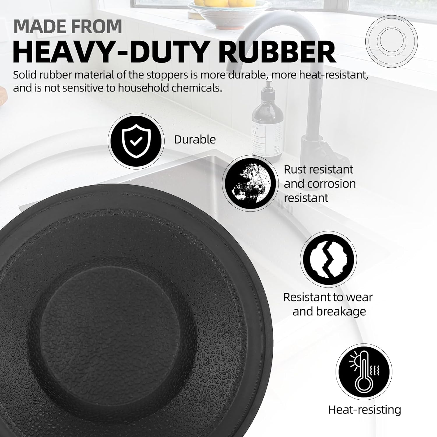(2 Pack) Exact Replacement for InSinkErator STP-PL/STPPL Black Rubber Sink Stopper for Garbage Disposal – Compatible with Standard 3-1/2